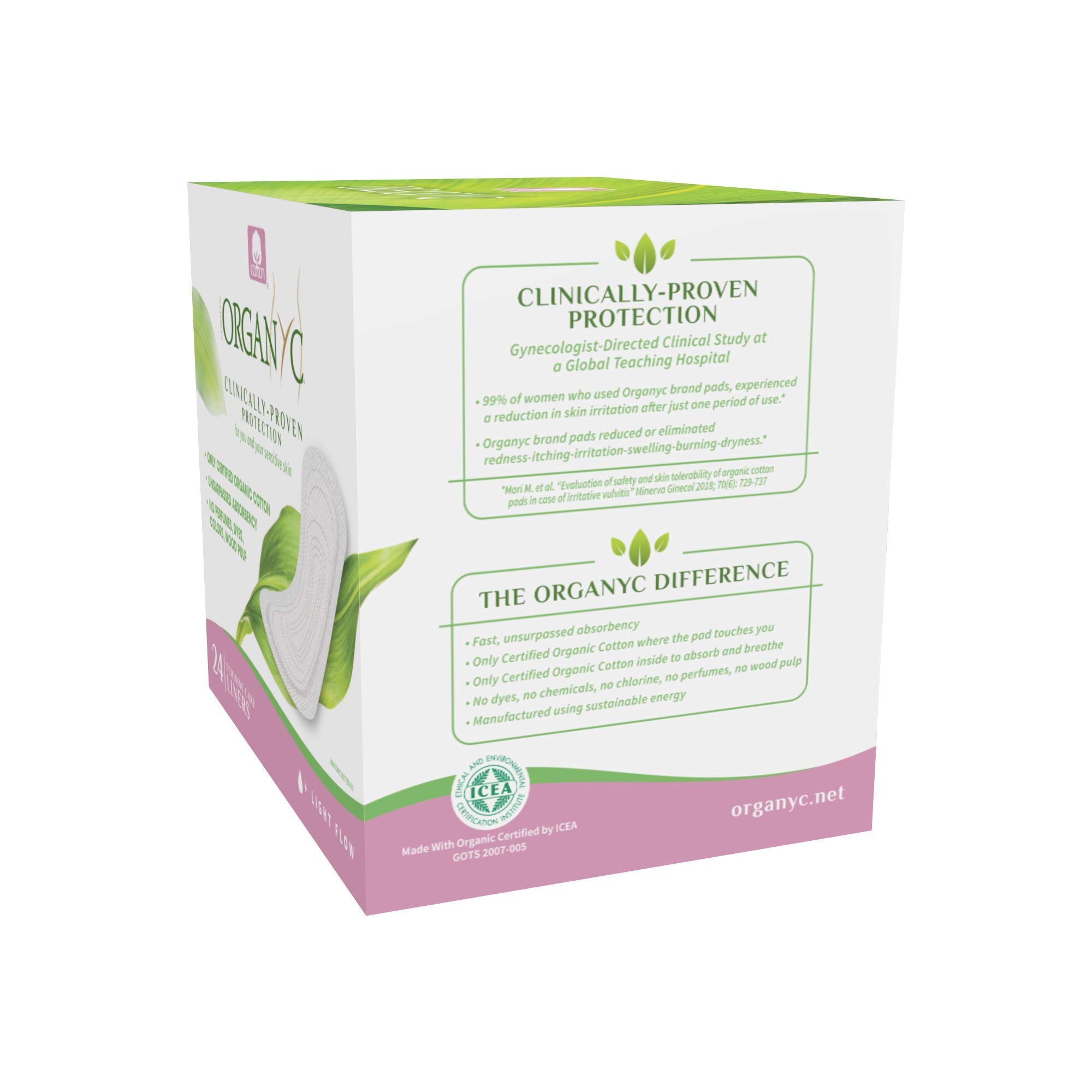 ORGANYC Hypoallergenic 100% Organic Cotton Panty Liners - 48 Count (2 Pack of 24) | Ultra Thin & Breathable for Daily Protection | Perfect for Sensitive Skin & Eco-Friendly Lifestyle