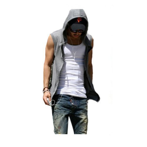 QinYing Men's Sleeveless Hoodie Cardigan Vest - Lightweight Summer Casual Layering for Outdoor Activities & Streetwear Fashion
