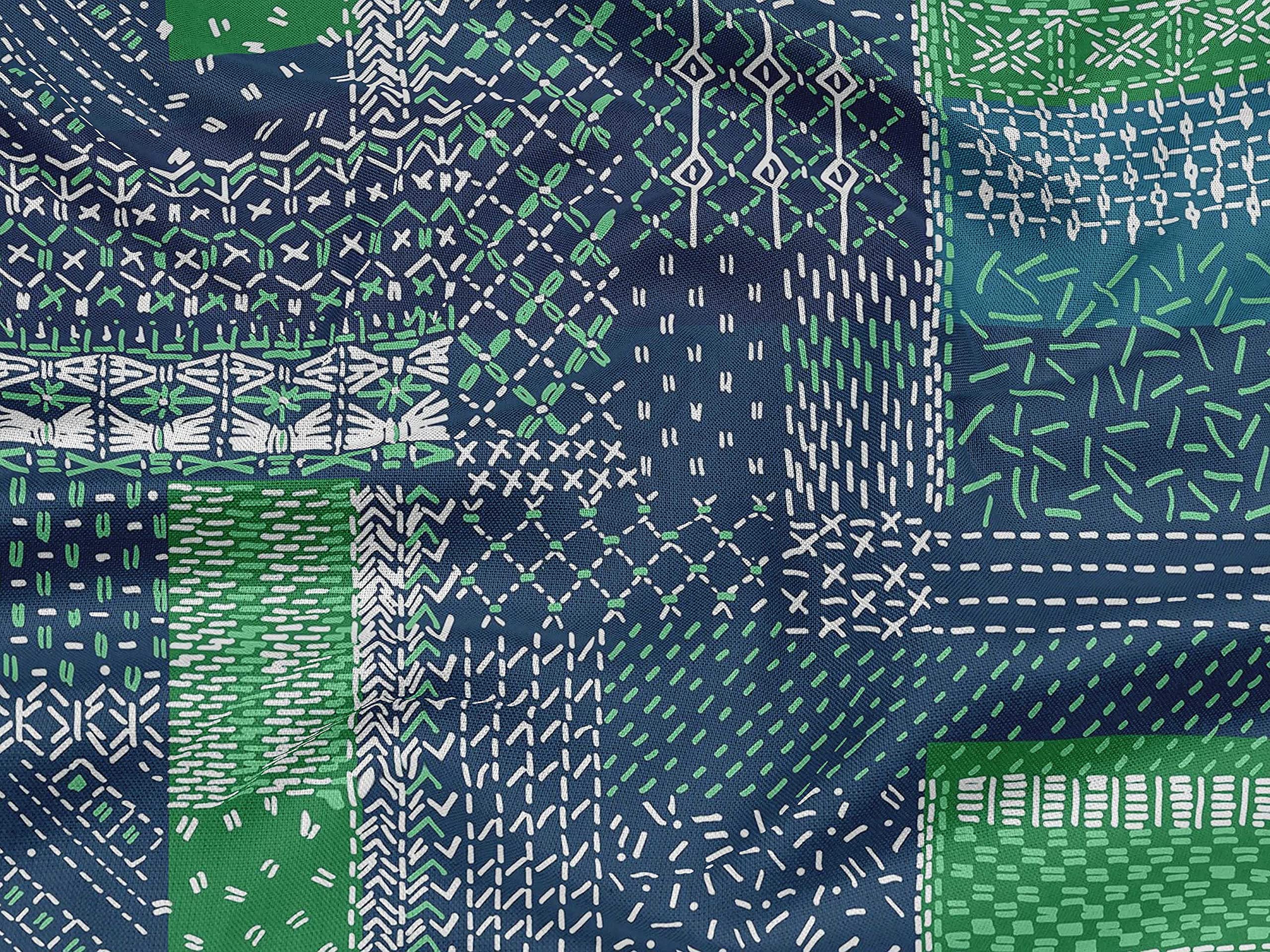 oneOone Rayon Blue Printed Patchwork Fabric by The Yard - 56 Inch Wide DIY Sewing Material for Clothing, Quilts & Home Decor Projects
