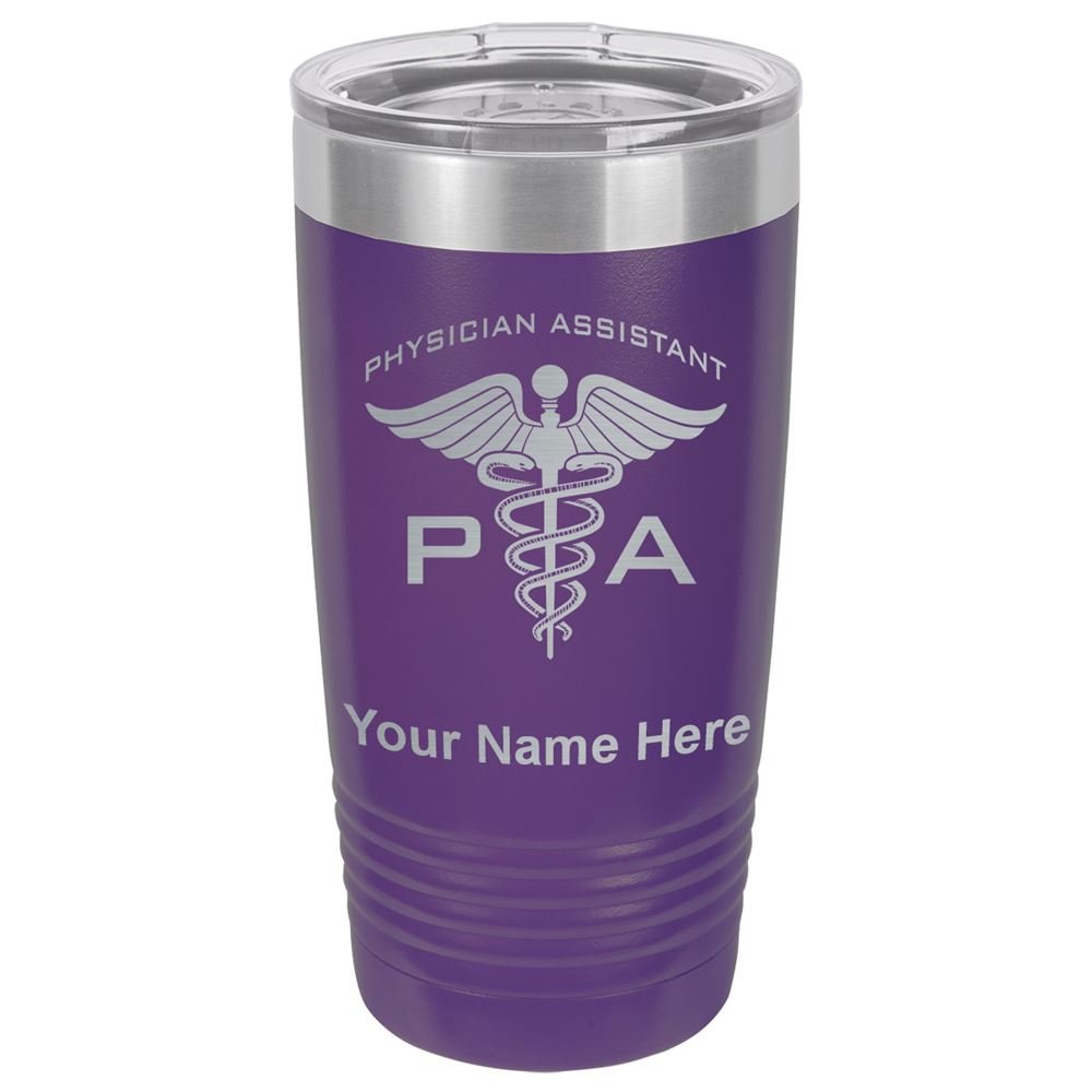 LaserGram 20oz Vacuum Insulated Stainless Steel Tumbler Mug with Personalized Engraving - Perfect Gift for PA Physician Assistants, Nurses & Healthcare Professionals - Keeps Drinks Hot/Cold for Hours - Ideal for Office, Hospital & Outdoor Use (Dark Purple)