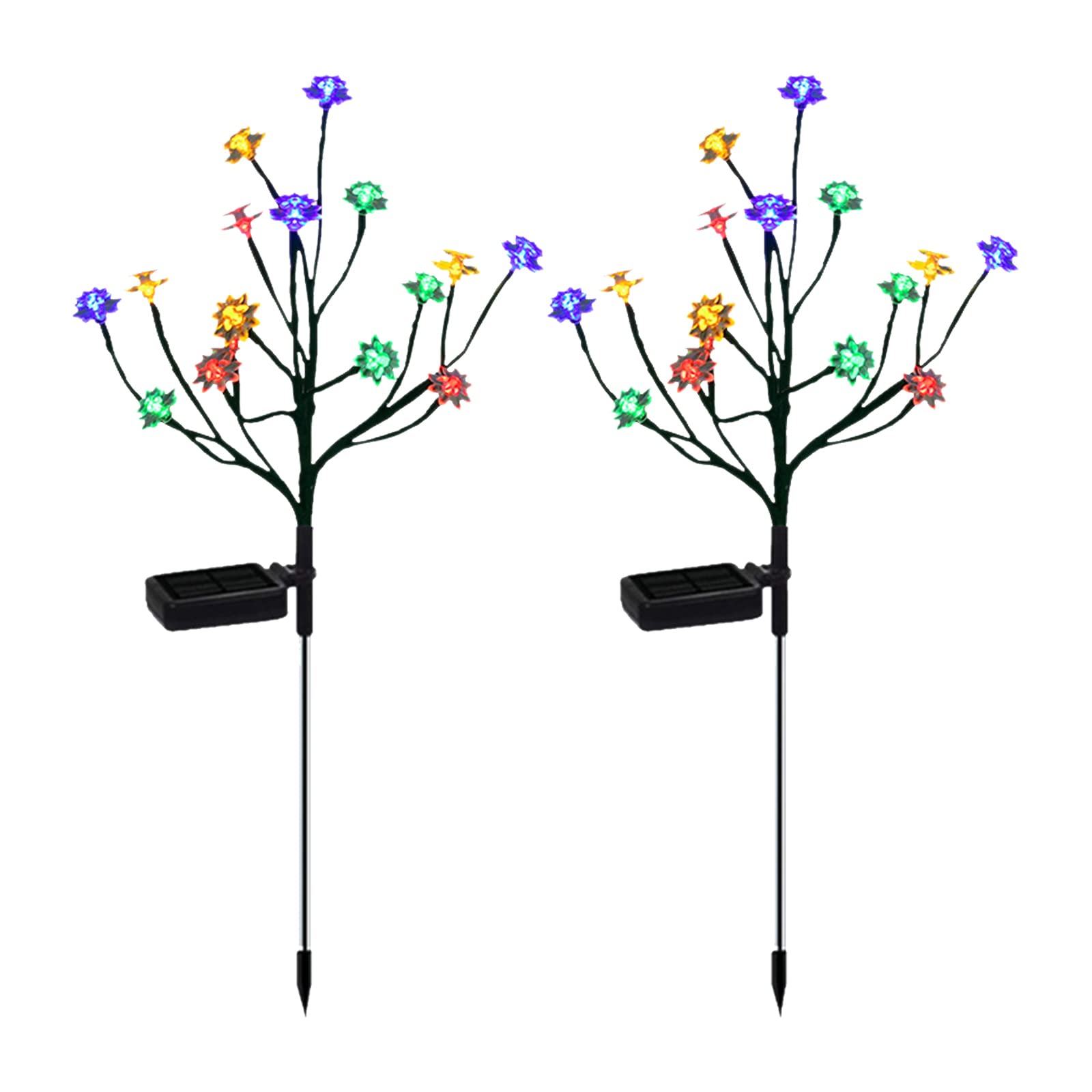 2 Pack Lotus Solar Lights Outdoor - Waterproof LED Garden Stake Lights with Colorful Gradient Flower Design, Auto On/Off for Patio, Lawn, Wedding, Party & Yard Decor (Perfect for Landscape Lighting at Night)