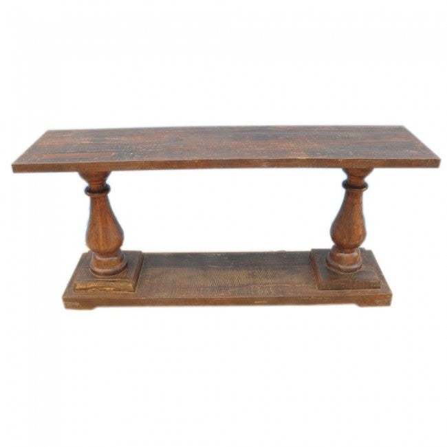 French Provincial Style Large Console Table - Elegant Entryway & Living Room Furniture for Home Decor | Solid Wood Hallway Sofa Table with Carved Pillar Legs