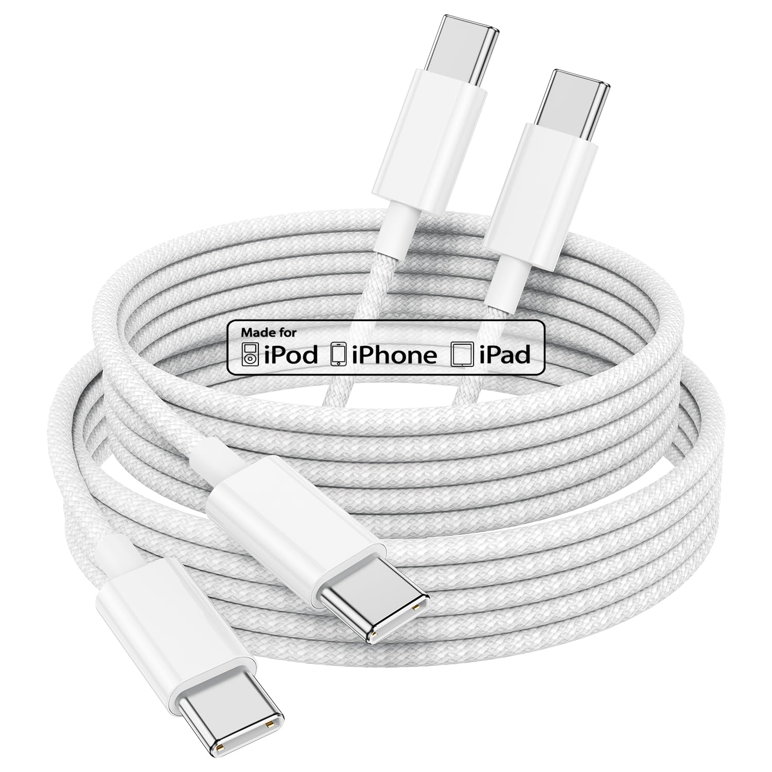 Braided USB C to C Fast Charging Cable for iPhone 15/16 Series - 2 Pack 1m Durable Charger Lead Compatible with iPhone 16/16 Pro/16 Pro Max/15/15 Plus/15 Pro/15 Pro Max, iPad Pro/Mini & MacBook - Perfect for Home, Office & Travel Use