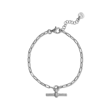 Sterling Silver CZ Toggle Bracelet for Women | Adjustable Size M-L | Elegant Jewelry Gift for Birthday, Anniversary & Special Occasions