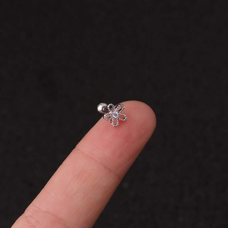16G Celestial Cartilage Stud Earrings for Women - Silver Star & Moon Piercing Jewelry - HSPJ219 | Perfect for Daily Wear, Parties & Gifts