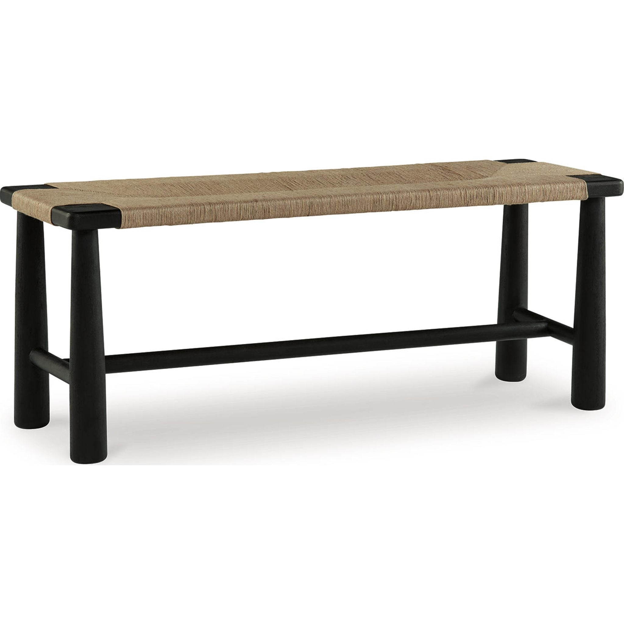Acerman Wooden Bench - Black & Natural Finish - Perfect for Indoor & Outdoor Use in Living Rooms, Gardens, and Patios