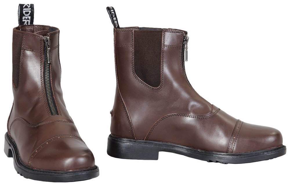 TuffRider Men's Baroque Front Zip Paddock Boots - Equestrian Riding Boots with Durable Metal Zipper - Perfect for Horseback Riding, Stable Work & Outdoor Activities