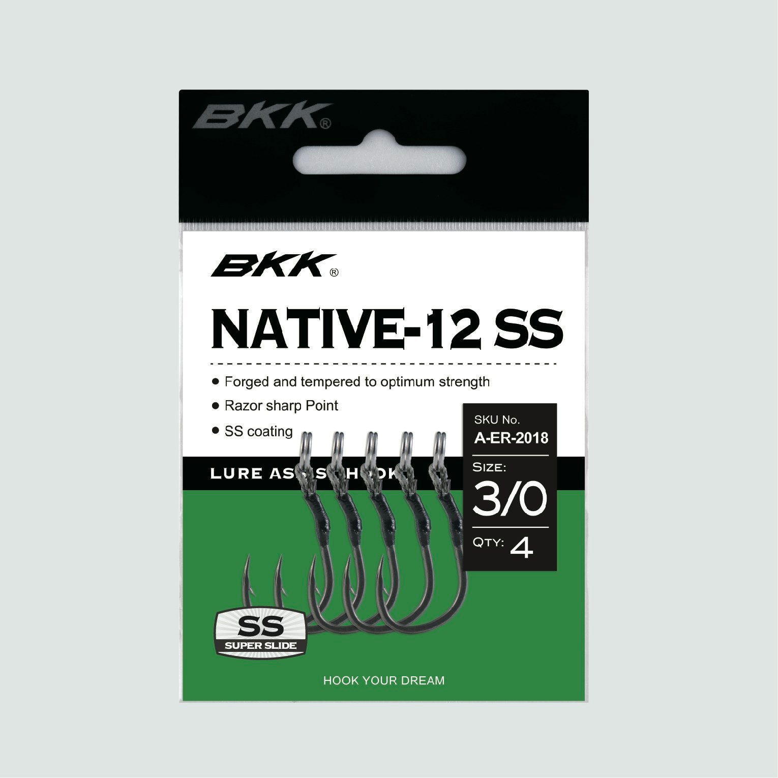 BKK Native 12 Stainless Steel Fishing Hooks - Sharp Corrosion-Resistant Hooks for Freshwater & Saltwater Fishing | Ideal for Bass, Trout, and Saltwater Game Fish