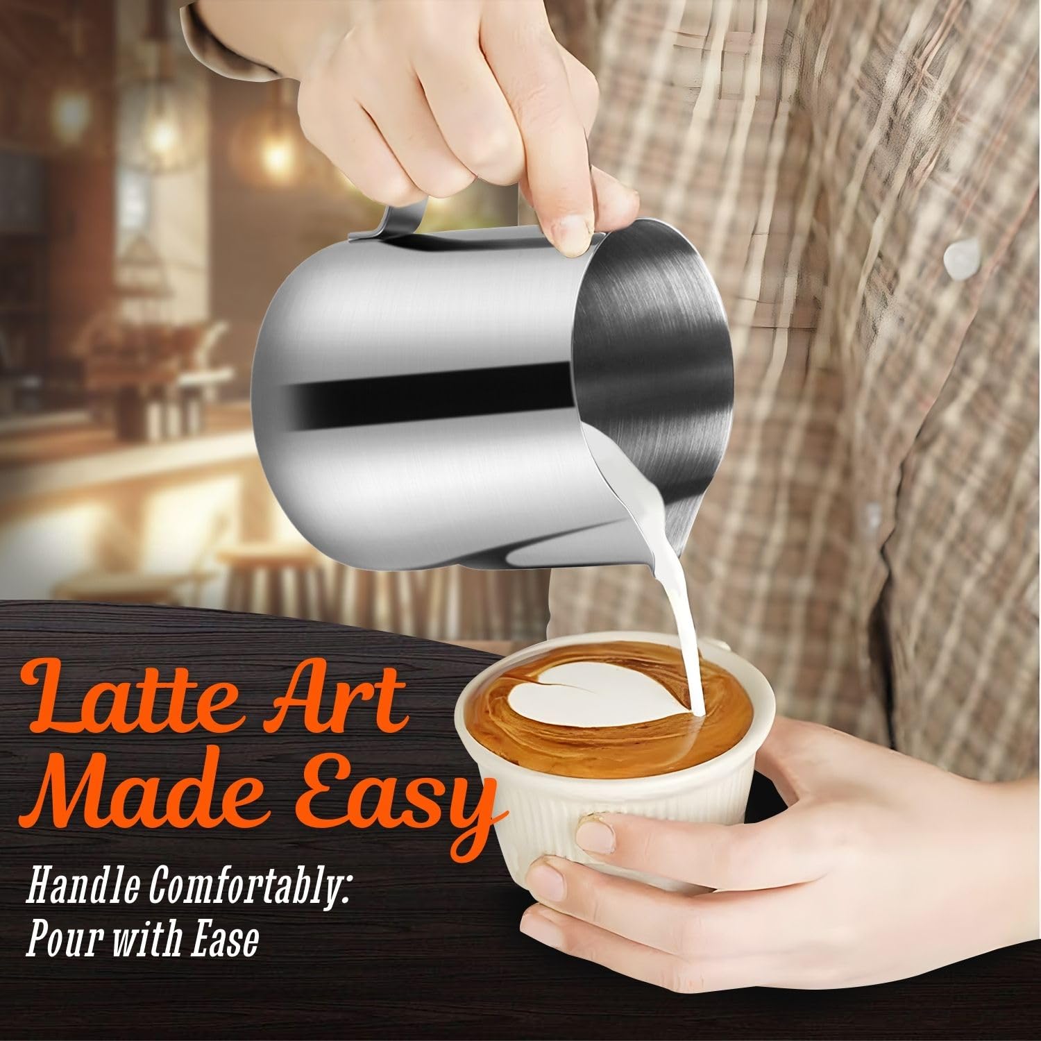 Premium Stainless Steel Milk Frothing Pitcher 12oz (350ml) - Barista-Grade Frother Cup for Espresso Machines, Cappuccino & Latte Art - Perfect for Home Coffee Brewing & Professional Cafes