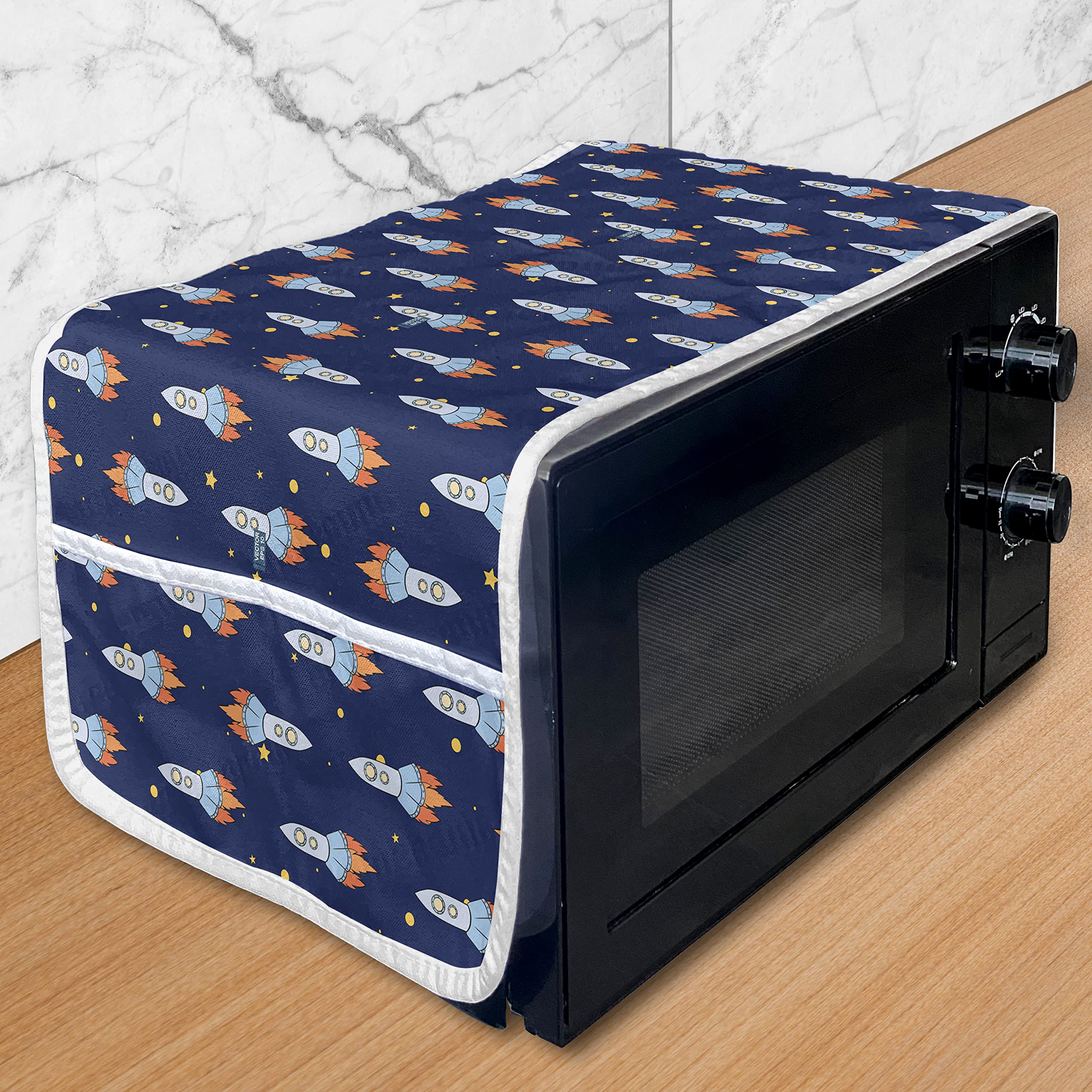 Ambesonne Space-Themed Microwave Cover - Waterproof Kitchen Organizer with Pockets, 36