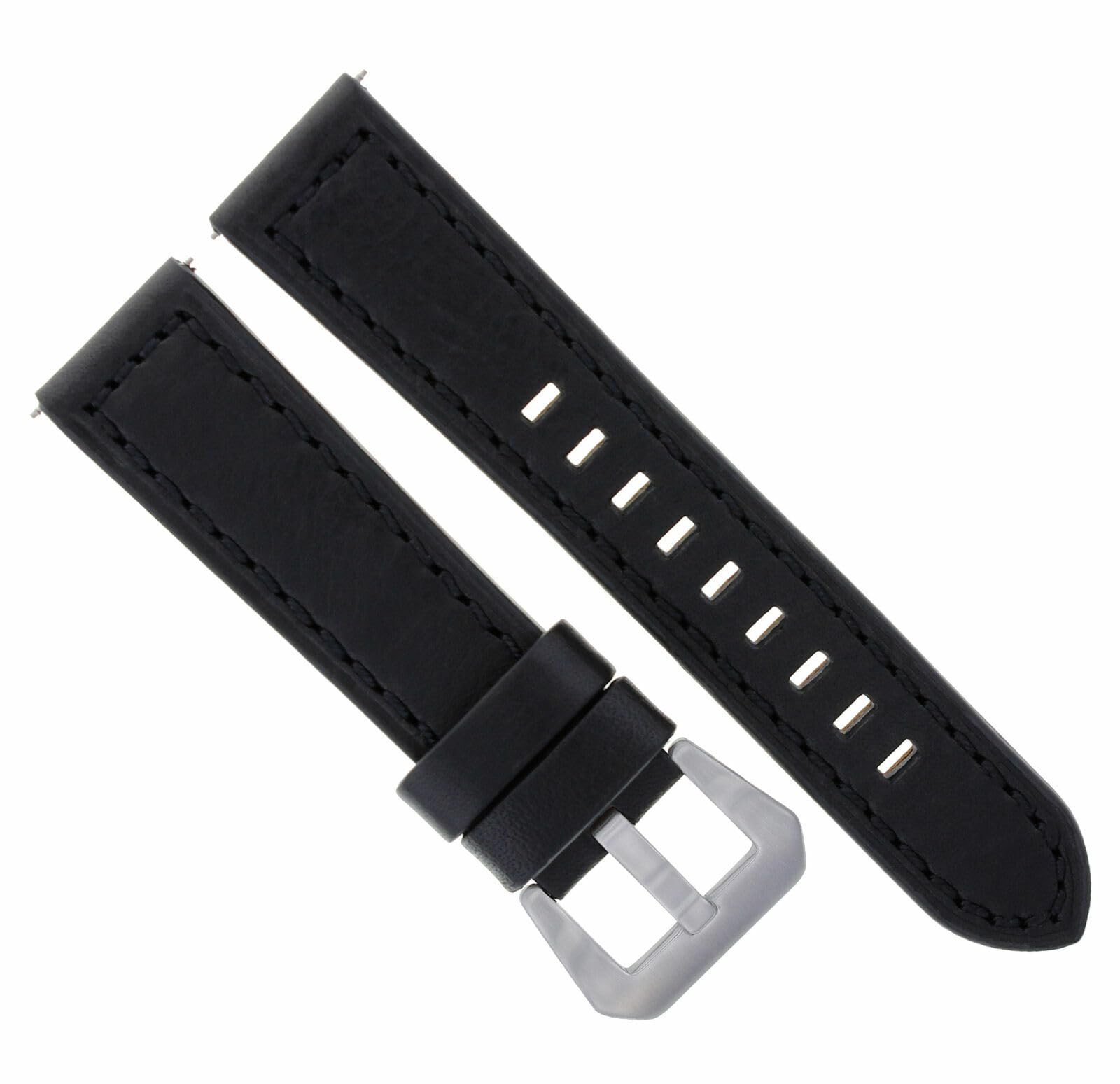22mm Genuine Leather Watch Band Strap Compatible with Breitling Navitimer & Colt - Black Long Replacement Strap for Men's Watches | Durable & Comfortable for Daily Wear, Business & Casual Occasions