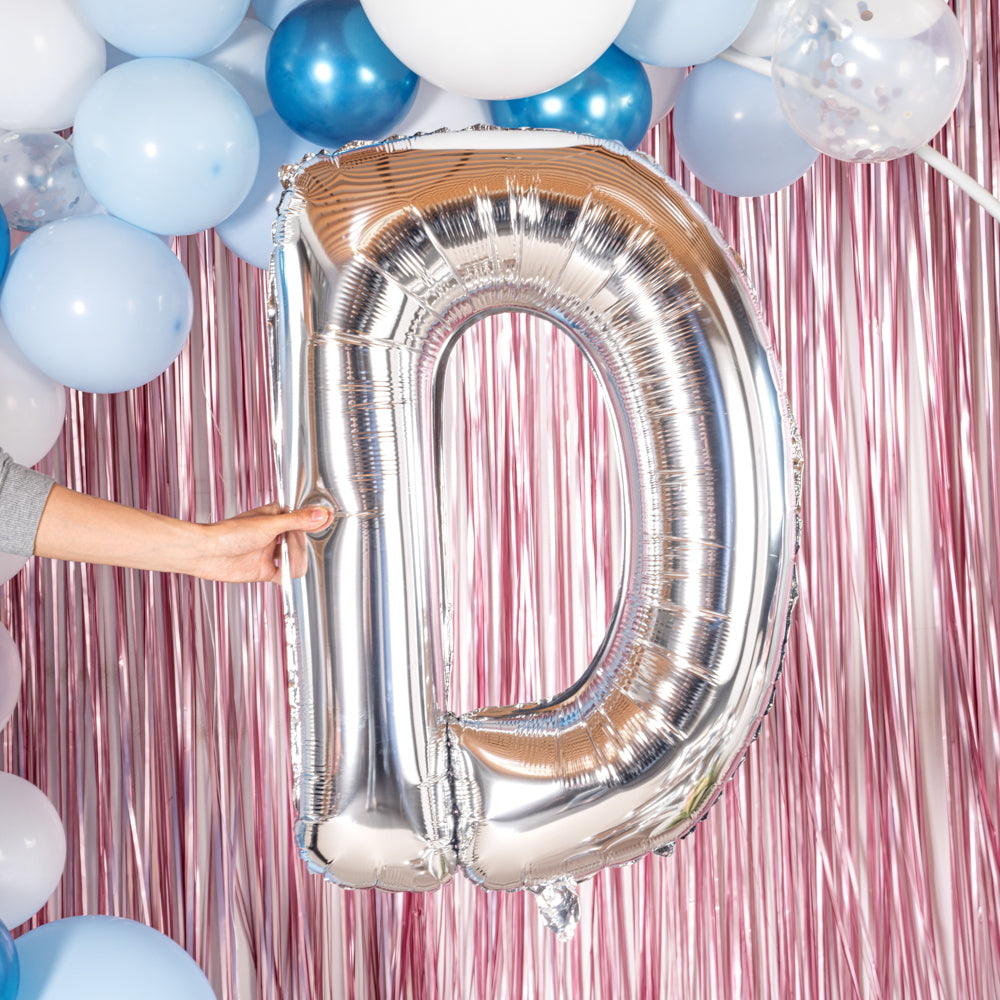 Balloonify Silver Mylar Letter D Balloon - 40 Inch Large Foil Alphabet Balloon for Birthday Party Decorations, Baby Shower, Graduation & Wedding Celebrations - 1 Count Box