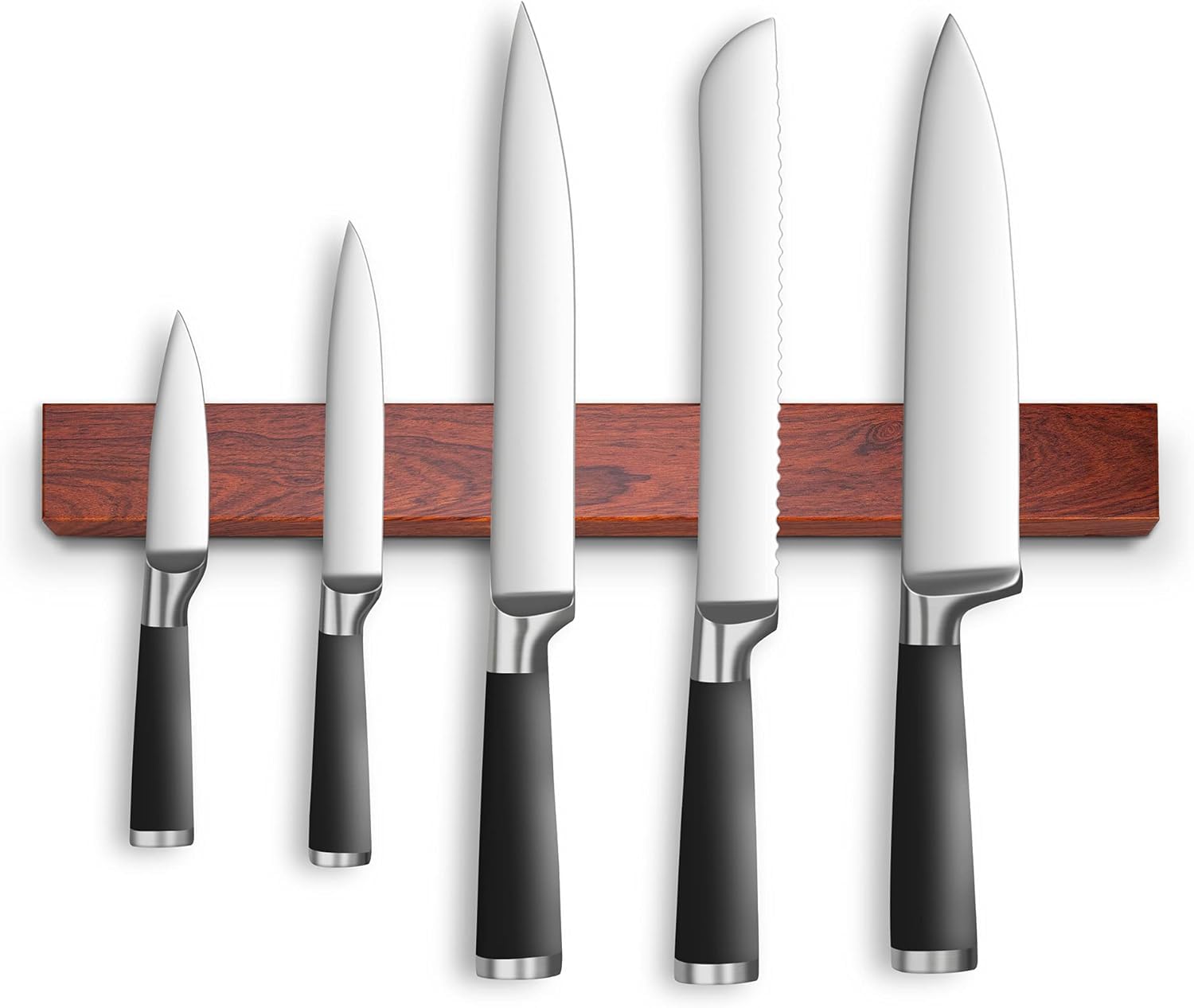 16-Inch Magnetic Knife Holder - Stainless Steel Knife Storage Rack with Wooden Pattern Design | Wall-Mounted Knife Organizer for Kitchen, Restaurant & Home Use