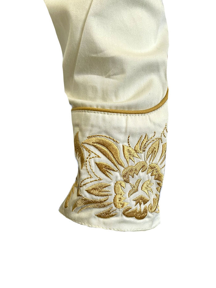 Rockmount 6859 IG Men's Vintage Tooling Embroidered Western Shirt Ivory Gold - Classic Cowboy Style for Rodeo, Country Music & Western Fashion