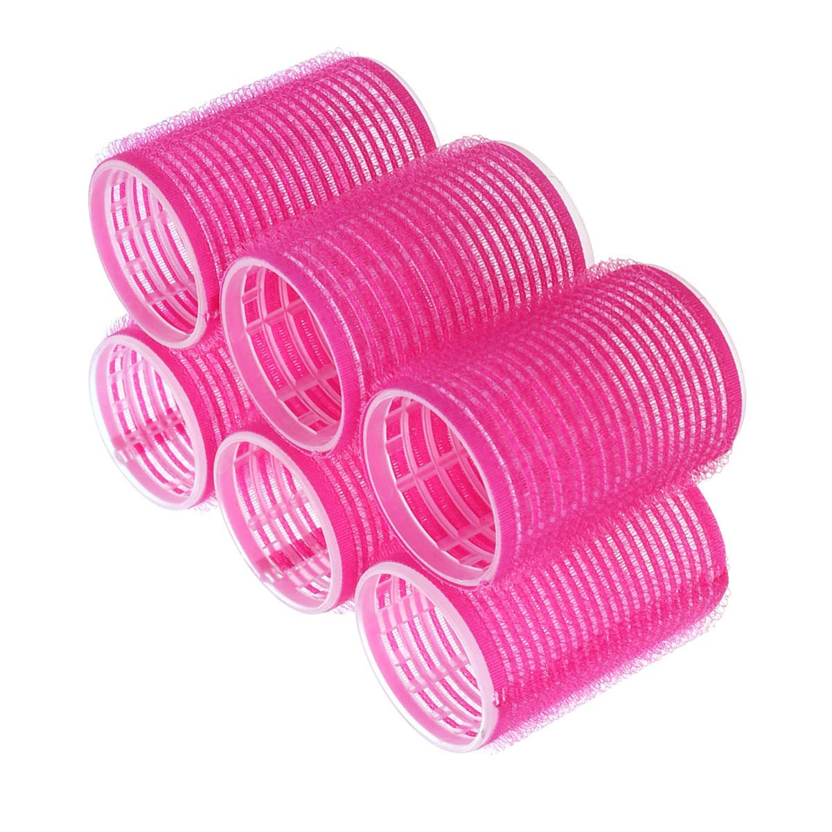 FRCOLOR Self Grip Hair Rollers 6pcs - Salon Quality Self-Stick Hair Curlers for Short to Medium Hair - DIY Hair Styling Tools (Random Colors) - Perfect for Home Use, Salon Styling & Quick Curls