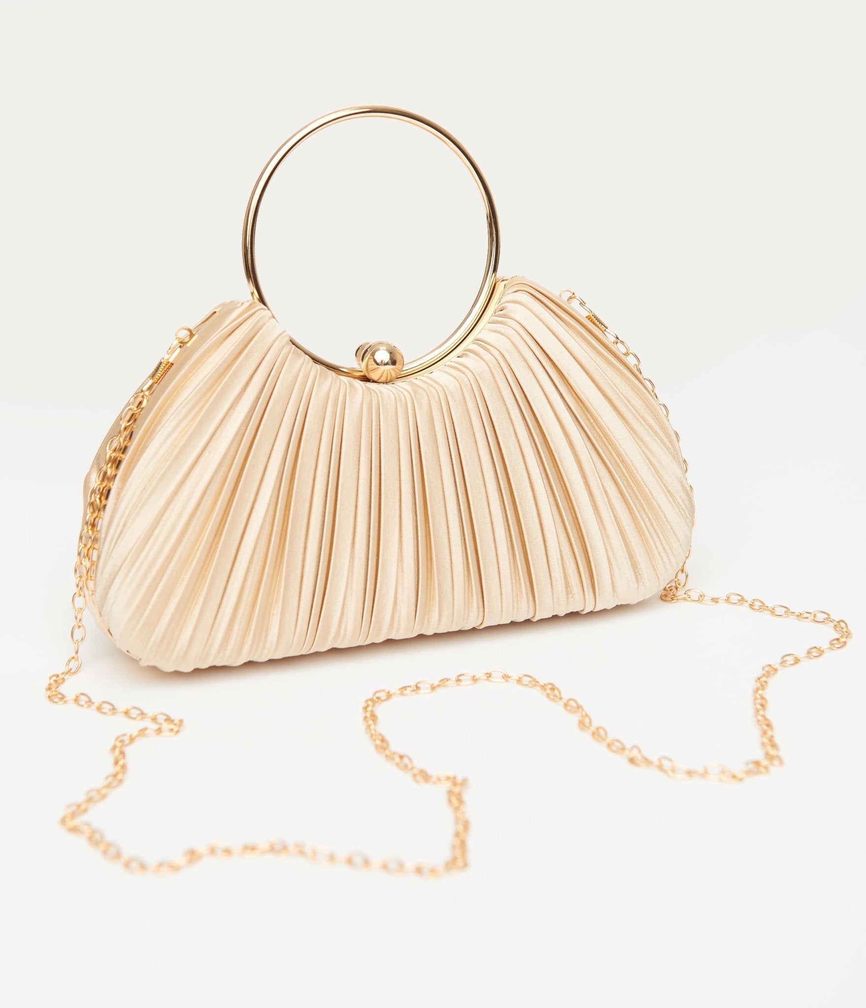 Vintage 1920s Champagne Pleated Handbag for Women - Elegant Retro Evening Clutch - Perfect for Gatsby Parties, Weddings & Special Occasions