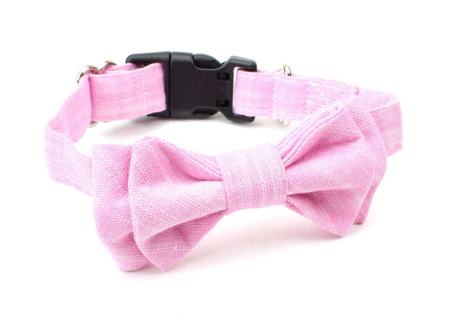 Premium Cotton Pet Collar with Adjustable Bow Tie - Soft Sand Wash Pink for Dogs & Cats | Perfect for Daily Walks, Grooming, and Special Occasions