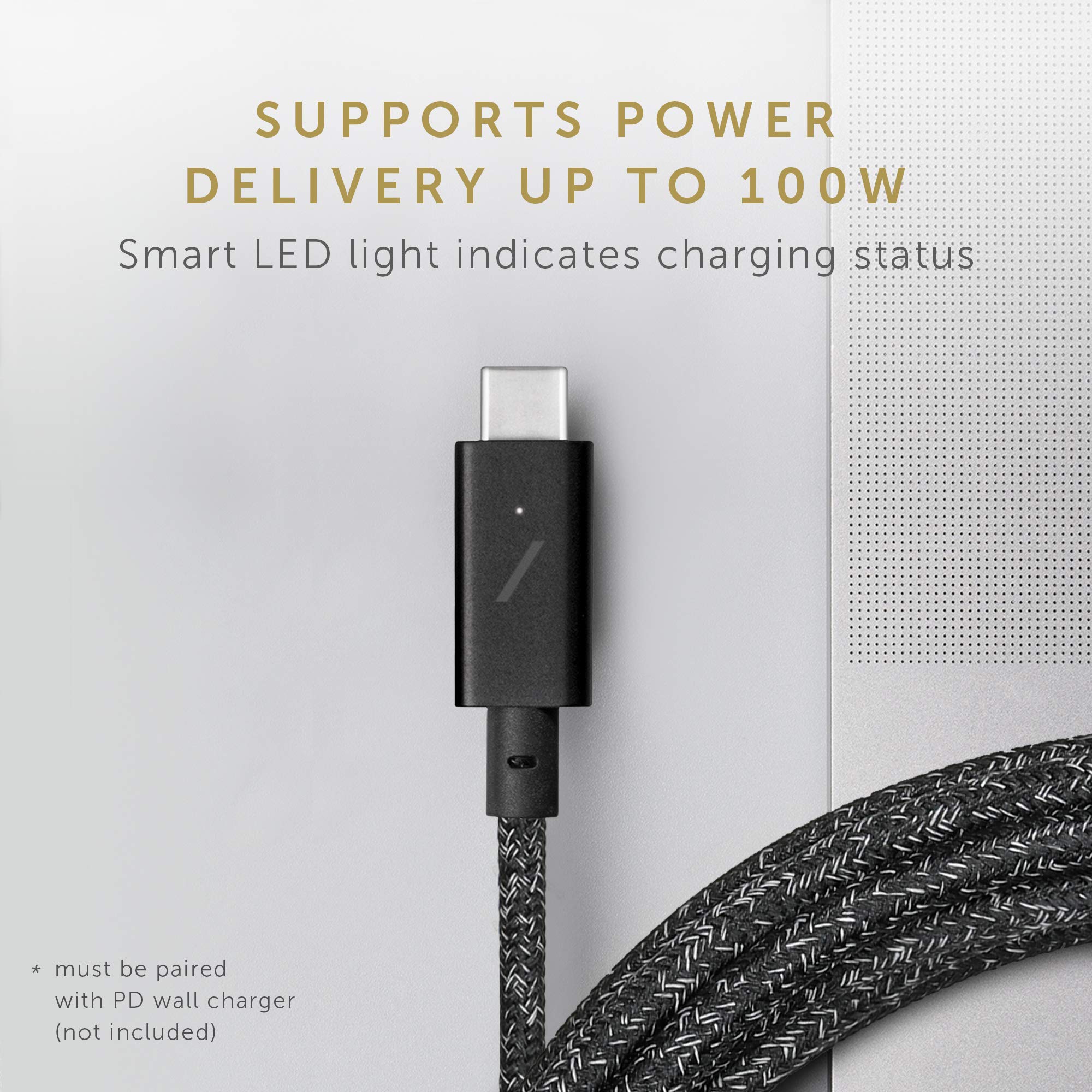 Premium USB-C to USB-C 8ft Fast Charging Cable with Leather Strap - Compatible with MacBook Pro 2017-2023, MacBook Air M1/M2, Surface Go 3 - Durable Nylon Braided Cord for Home, Office & Travel (Cosmos)