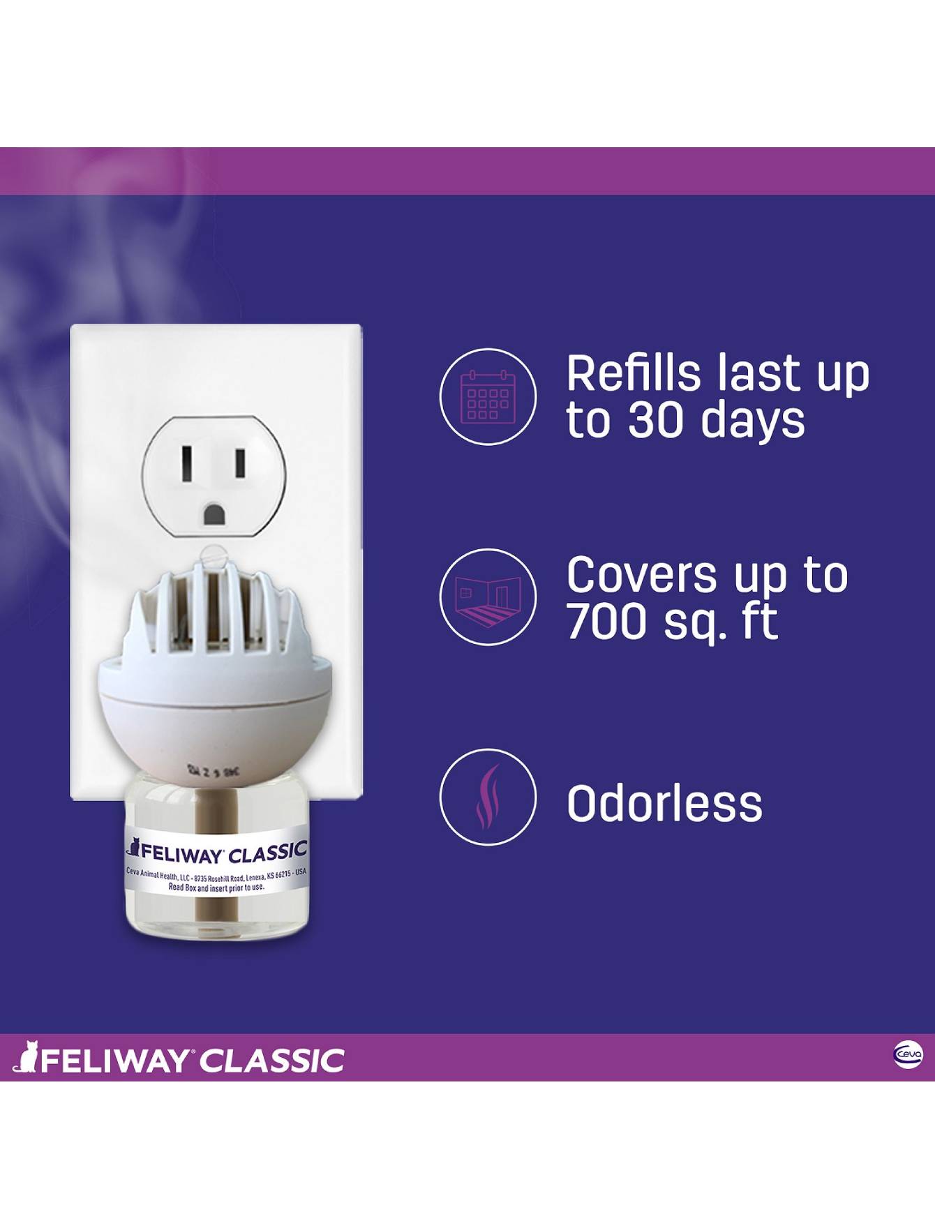 Feliway Cat Calming Diffuser with 48ml Vial - Reduce Stress & Anxiety in Cats for Home, Travel & Vet Visits