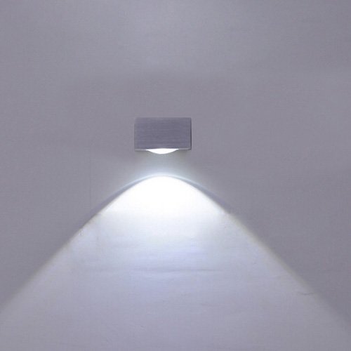 3W LED Wall Sconce Light Fixture - Silver Shell Modern Mount Lamp for Bedroom, Living Room, Hallway - Dimmable Indoor Wall Lighting Decor