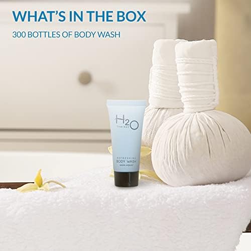 H2O Therapy Body Wash Soap - 0.85 oz Travel Size (Pack of 300) - Perfect for Hotels, Hospitality & Travel Essentials