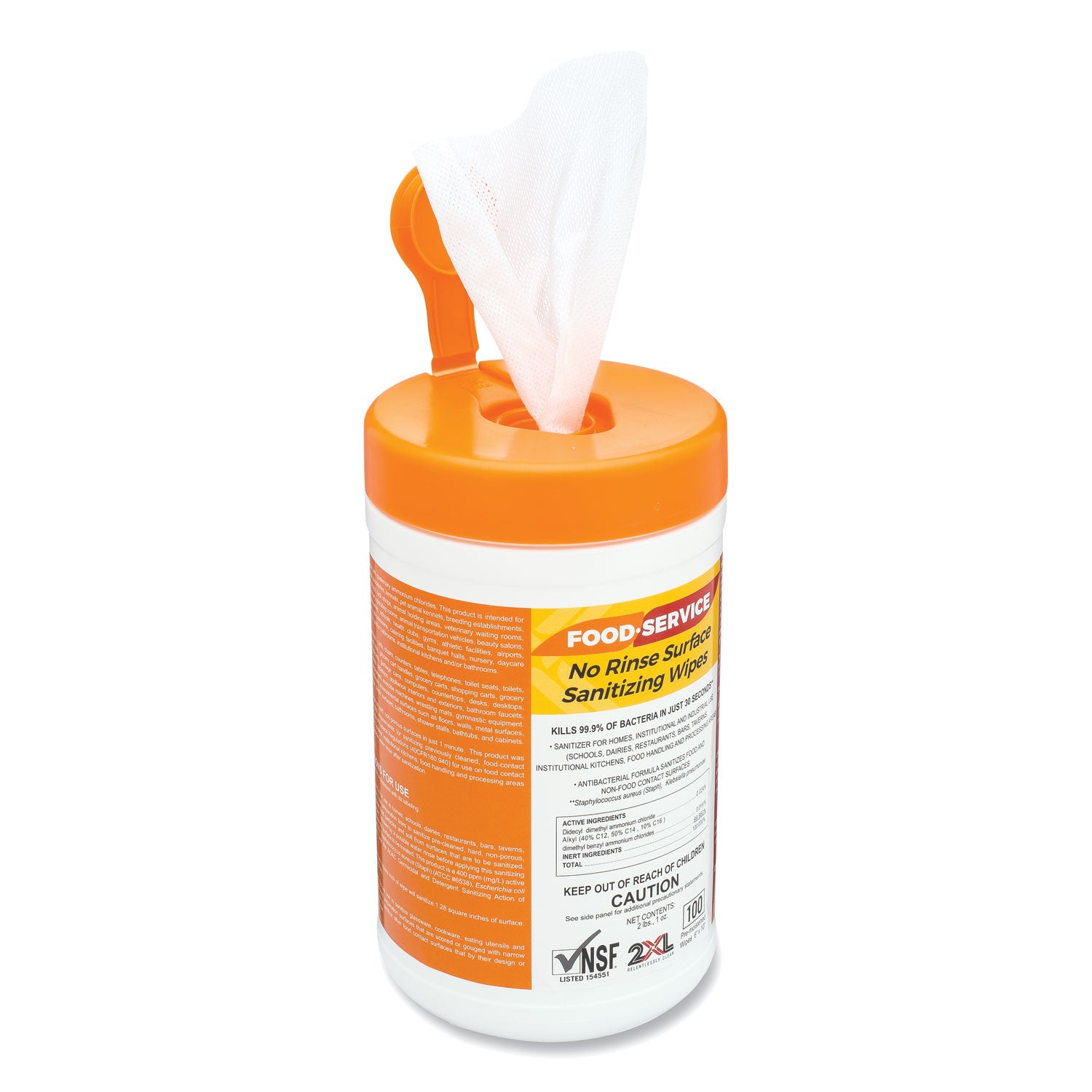 2XL No-Rinse Food Service Sanitizing Wipes - 6