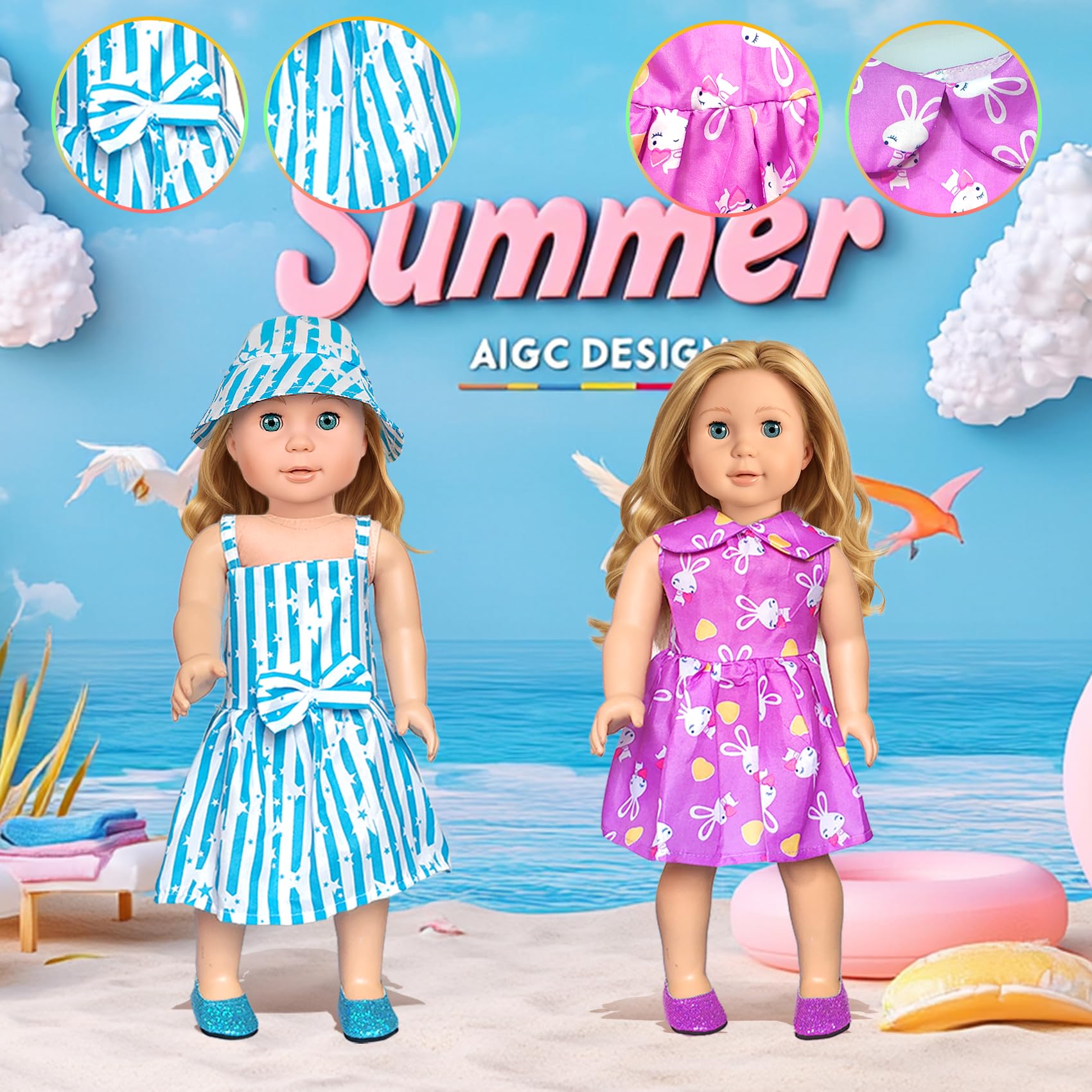 18 Inch Doll Clothes Set for Girls - 10 Piece Fashion Outfits & Accessories | Perfect for American Girl Dolls, Dress Up Play & Birthday Gifts