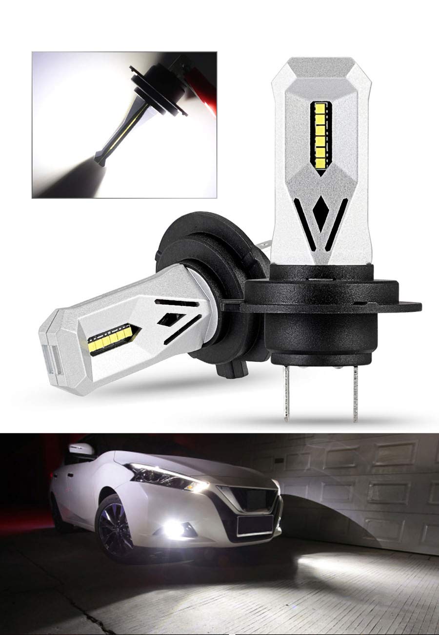 Novsight H7 LED Fog Light Bulbs - 1500 Lumens Super Bright 6500K White, 12-CSP LED Chips for Car Fog Lights Replacement (Perfect for Night Driving & Bad Weather Conditions)