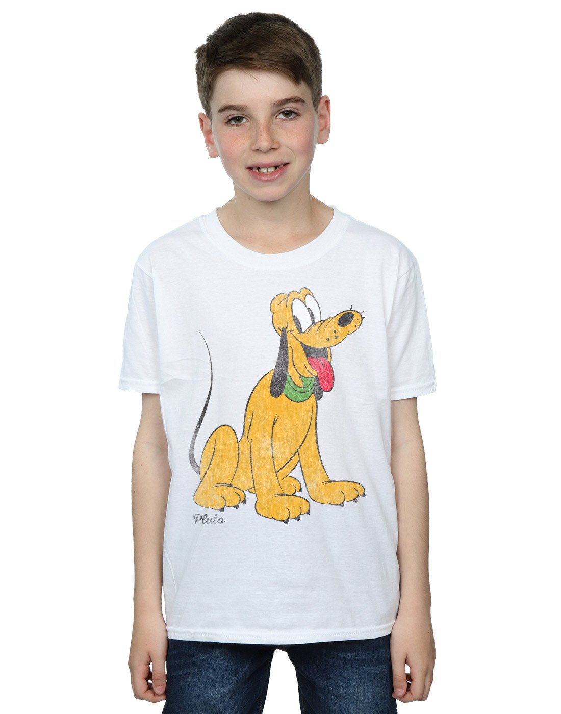 Disney Mickey Mouse & Pluto Classic Boys T-Shirt for Kids 7-8 Years - Soft Cotton White Tee for Playdates, Birthday Parties & Disney Theme Outfits