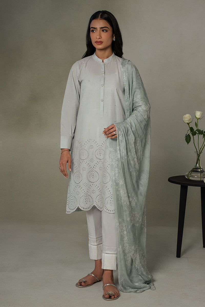Blue Haze 2-Piece Outfit (Shirt & Dupatta) - Elegant Indian Ethnic Wear for Women, Perfect for Weddings & Festive Occasions