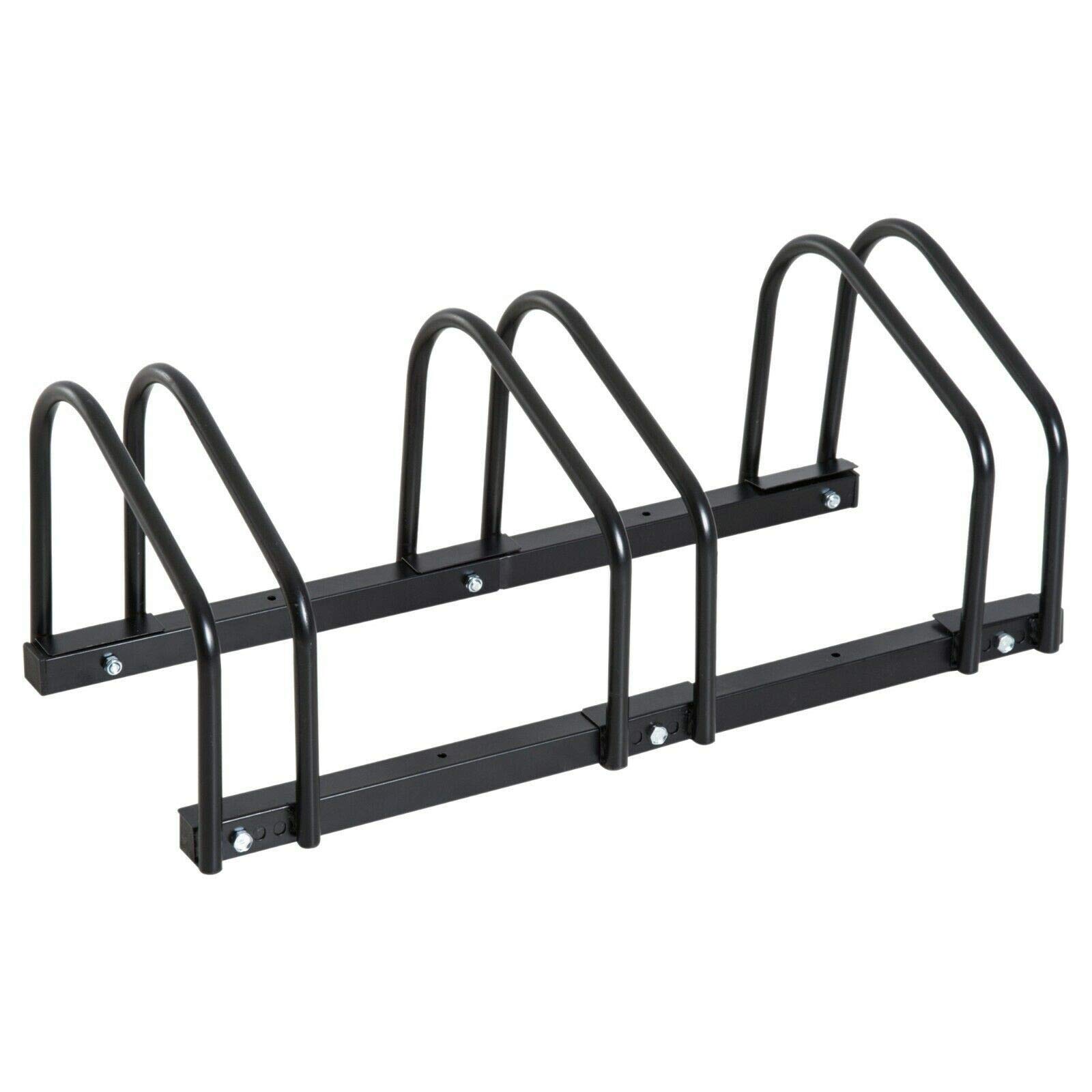 Heavy Duty Steel Bike Floor Stand - Free Standing Bicycle Rack Holder Mount for Indoor/Outdoor Use - Perfect for Garage, Gym or Apartment Storage (Black)