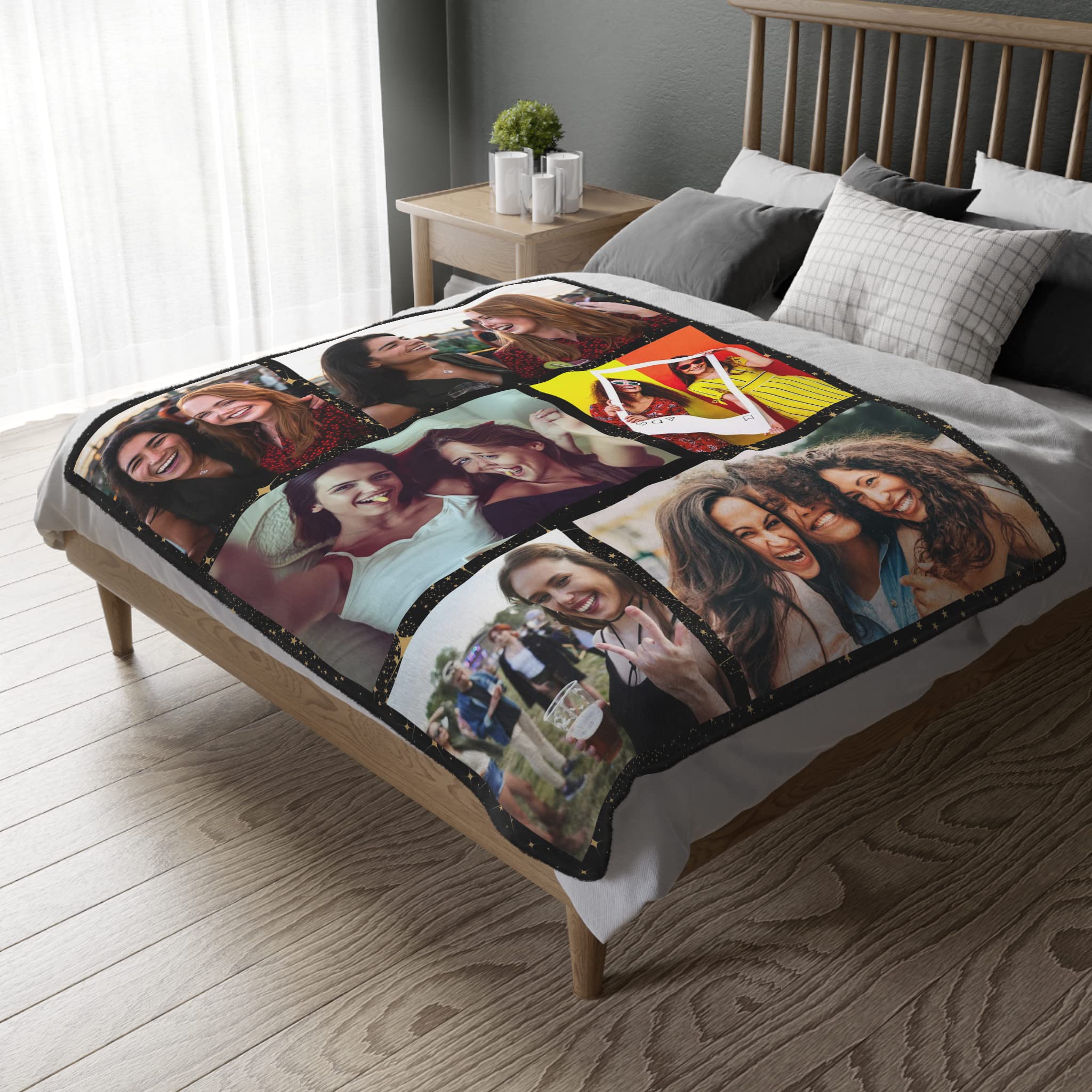 **Personalized Photo Blanket - Custom Text & Collage Fleece Throw Blanket for Best Friends, Sisters & BFF - Soft Flannel Gift for Birthday, Anniversary & Christmas - Perfect for Cuddling, Home Decor & Thoughtful Gifts**