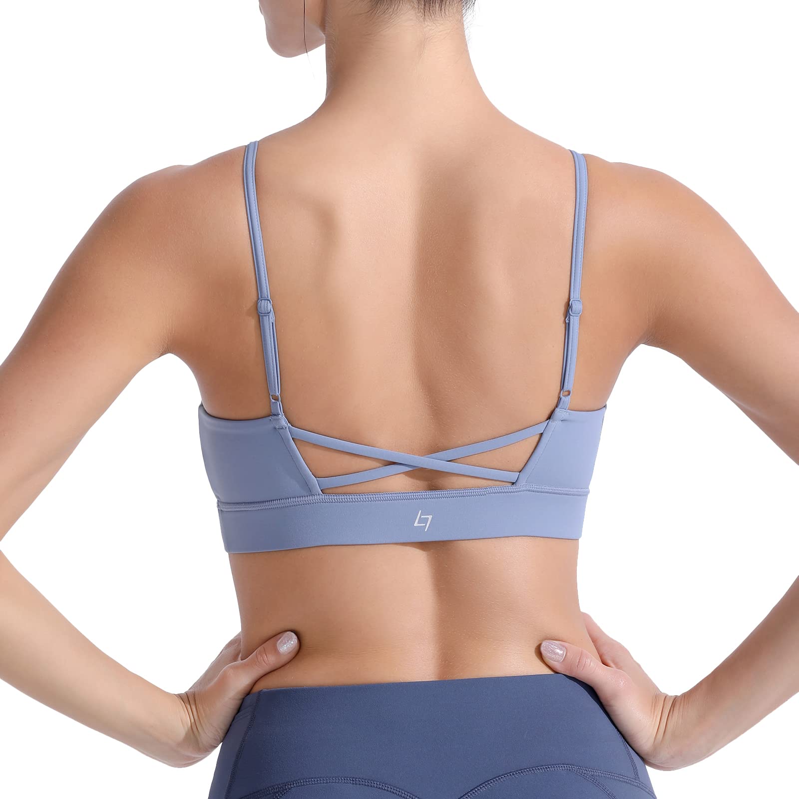 FITTIN Women's Strappy Sports Bra - Sexy Cute Halter Yoga Bra with Medium Support & Removable Cups - Perfect for Workouts, Running, Gym & Yoga