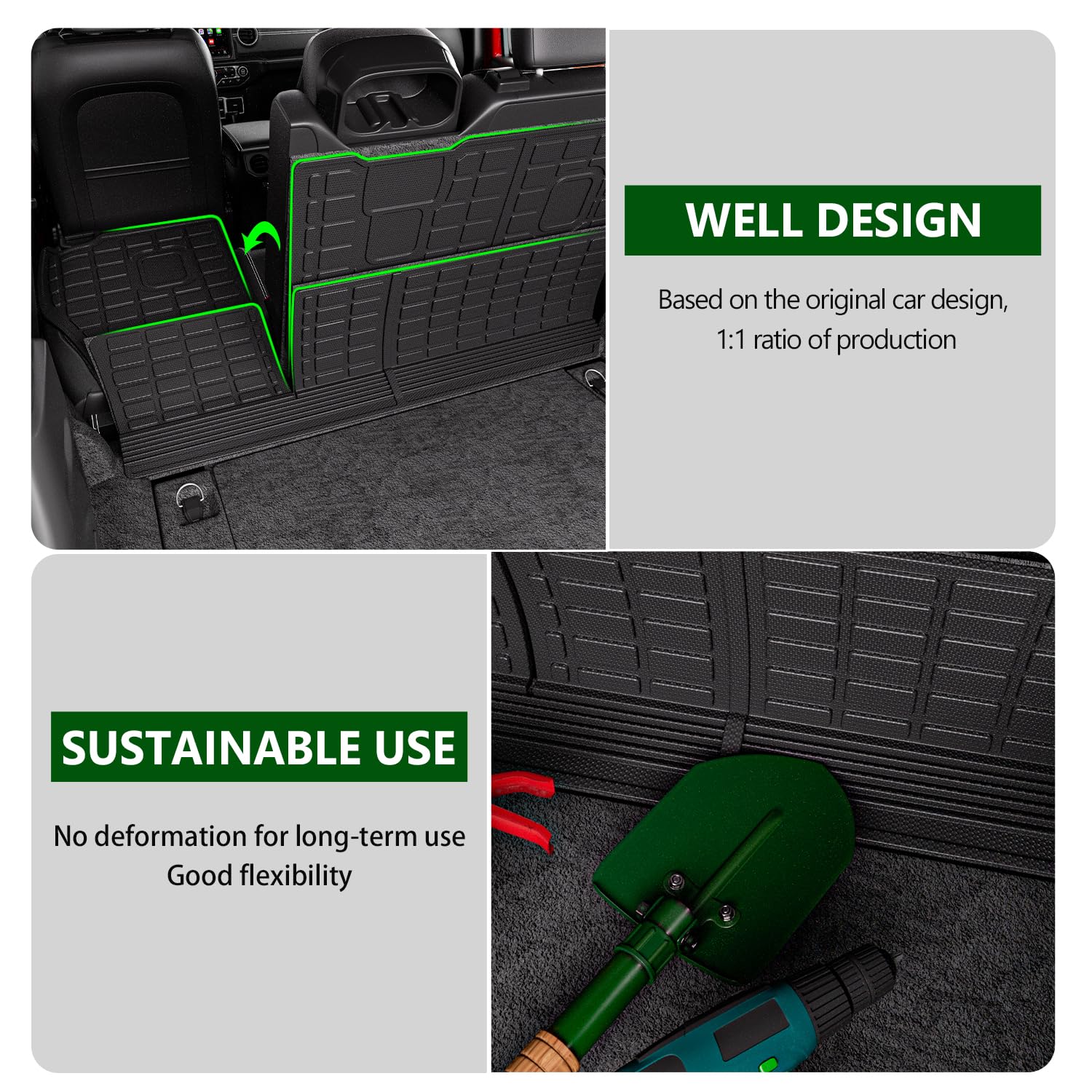 2018-2024 Jeep Wrangler JL Unlimited 4X4 Backrest Cargo Mat - Heavy Duty TPE Seat Protector Replacement Accessories | Perfect Fit for 18-24 JL Models | Protect Your Back Seats from Dirt, Spills & Pets | Ideal for Off-Roading, Camping & Daily Commute