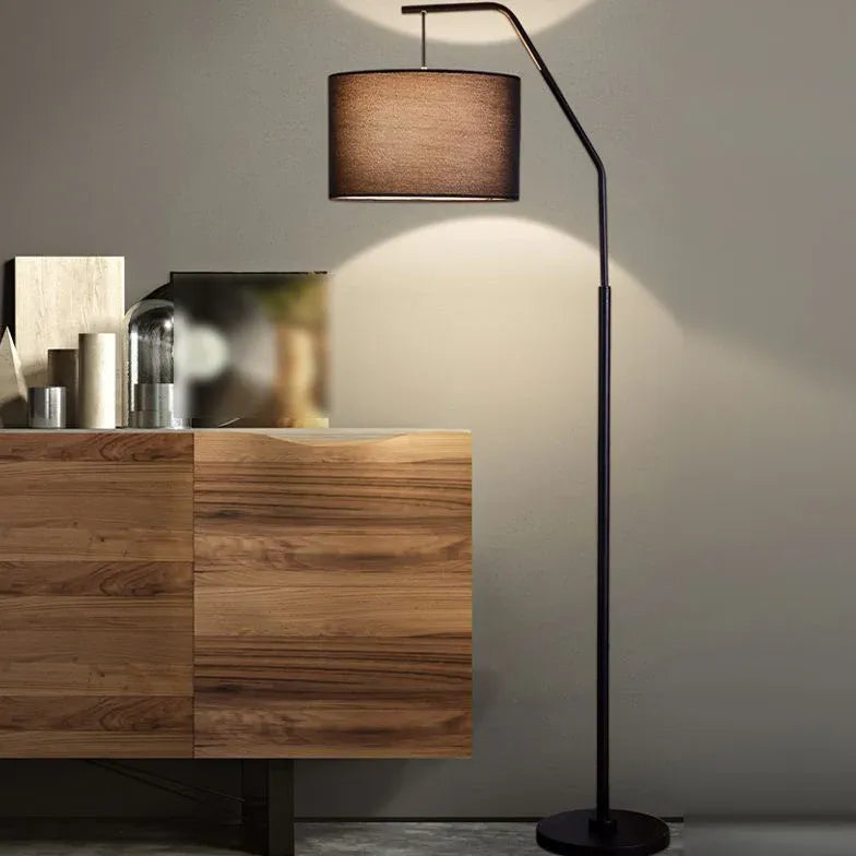Modern Round Shade Minimalist Arched Floor Lamp - Adjustable Standing Light for Living Room, Bedroom & Office Decor