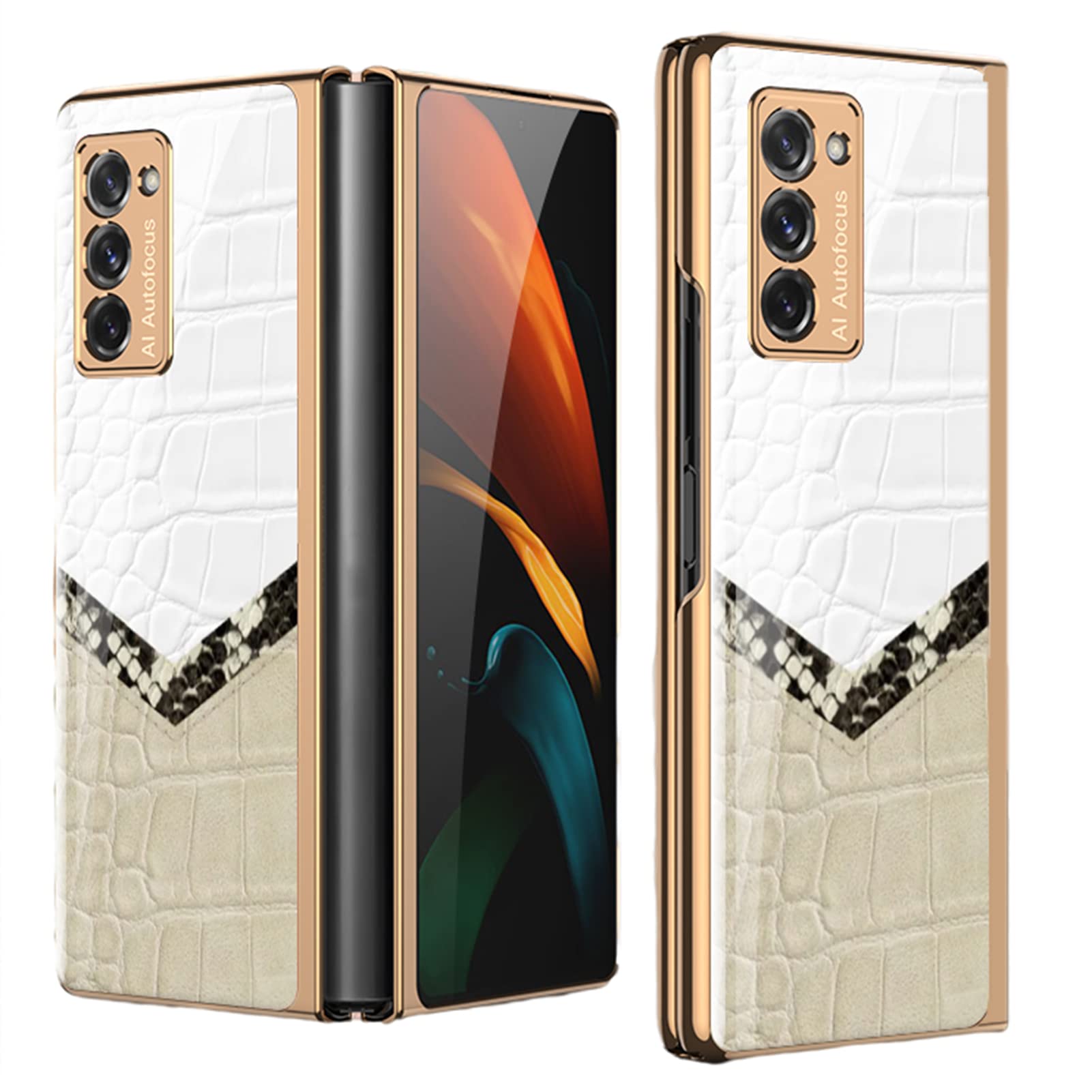 Samsung Galaxy Z Fold 2 5G / Z Fold 3 Case - Ultra Thin Tempered Glass Protective Cover with Fashion Electroplated PC Back | Shockproof Phone Case for Work, Travel & Daily Use