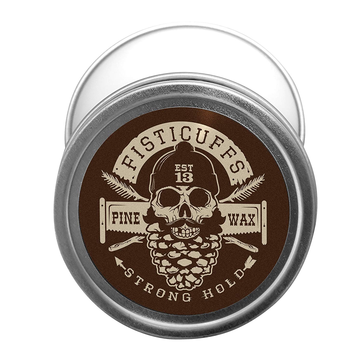 Fisticuffs Pine Scented Strong Hold Mustache Wax - 1 Oz Tin - Natural Grooming for Beards & Mustaches - Perfect for Styling & Taming Facial Hair