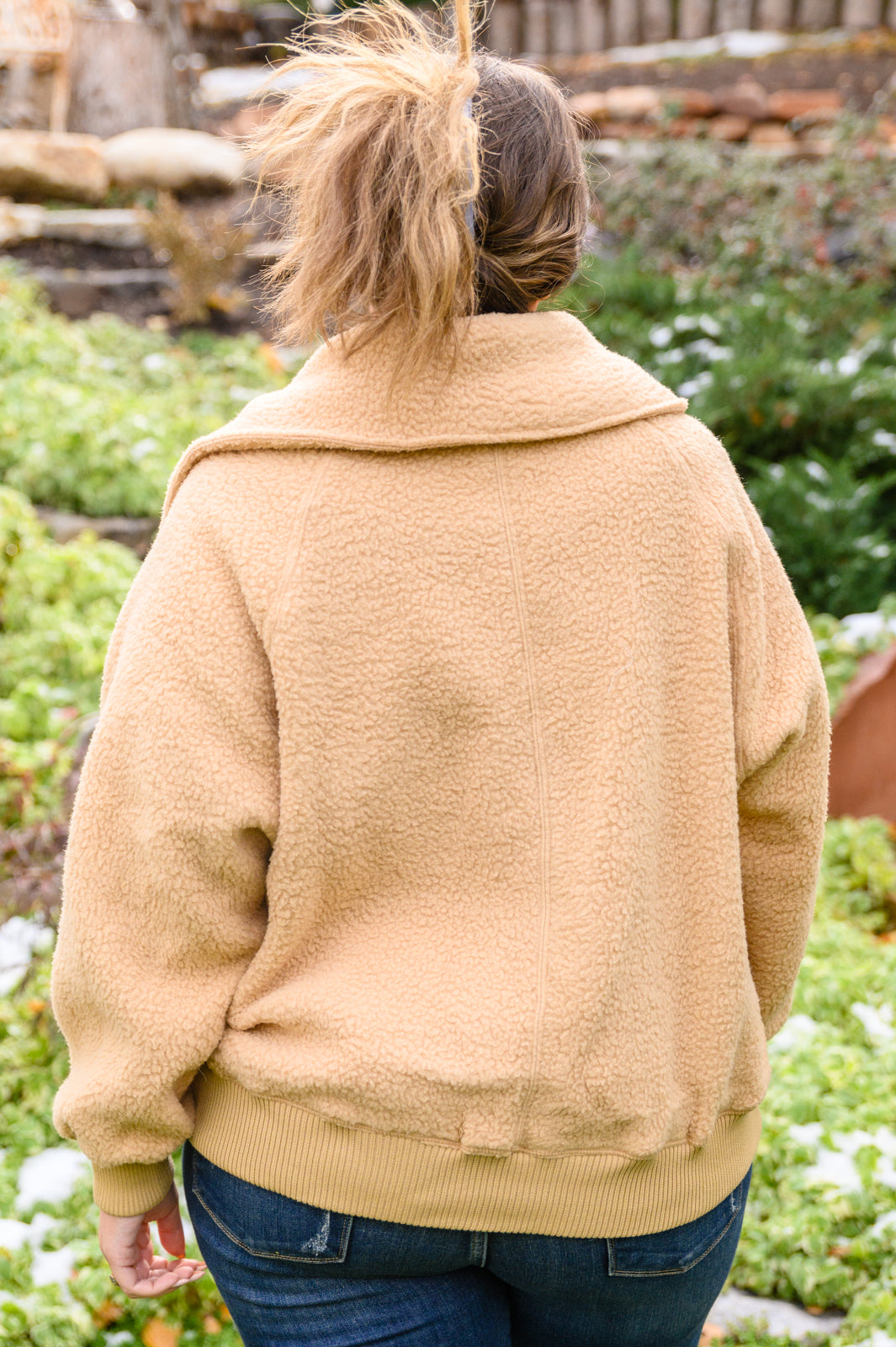 Oversized Collar Sherpa Jacket in Taupe - Cozy Winter Outerwear for Women | Perfect for Casual Outings & Cold Weather