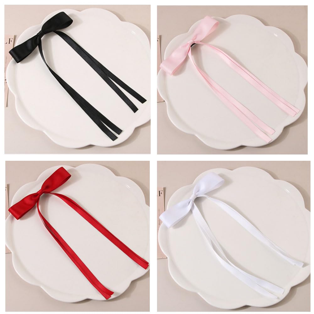 Elegant Hair Bow Clips for Girls & Women - Fashionable Tassel Ribbon Bows with Long Tail, Preppy Bowknot Claw Clips | Perfect Hair Accessories for Parties, Weddings & Daily Wear