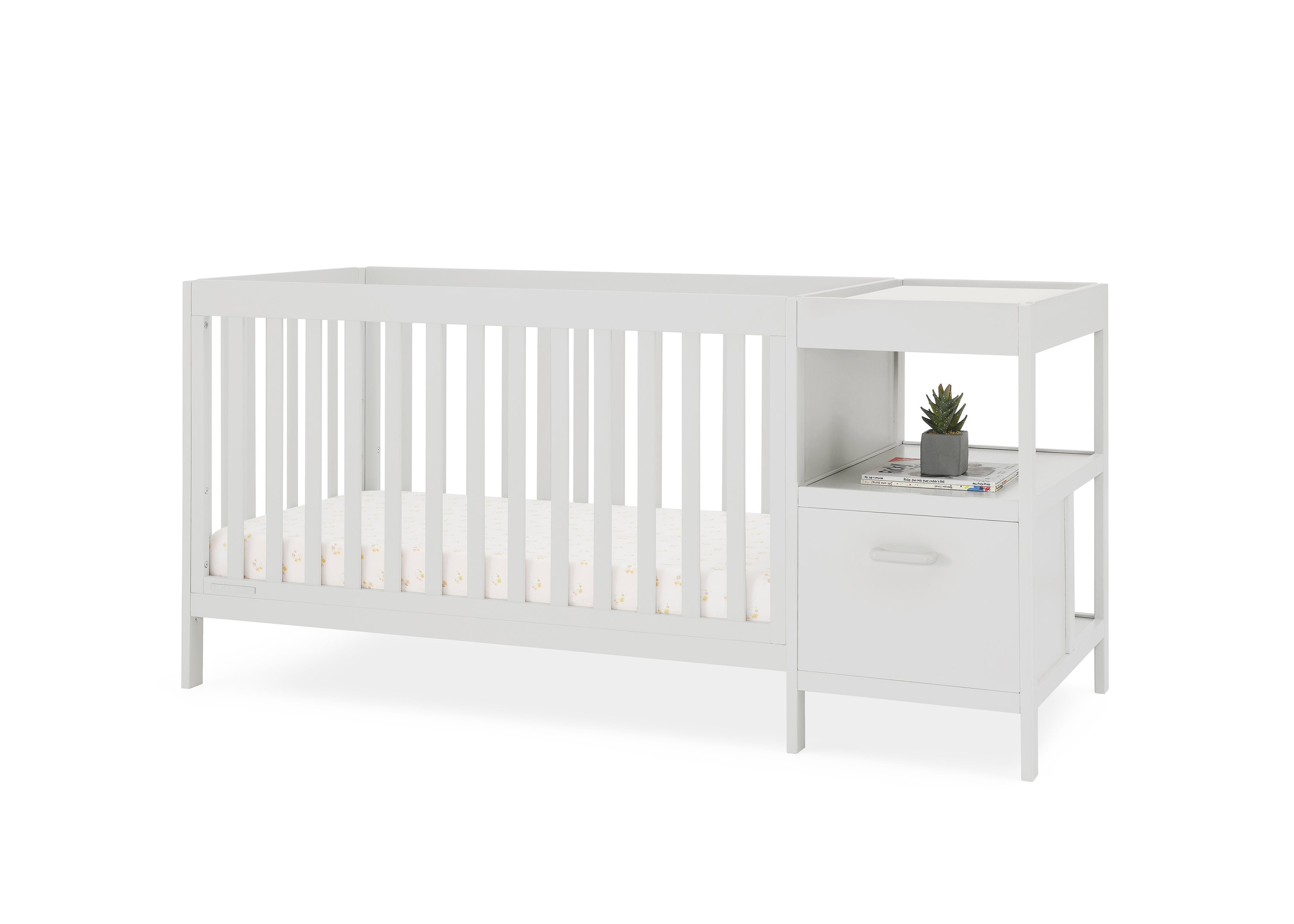 Alice 5-in-1 Convertible Baby Crib with Changing Table - Nursery Furniture for Newborn to Toddler - Perfect for Small Spaces & Modern Nurseries