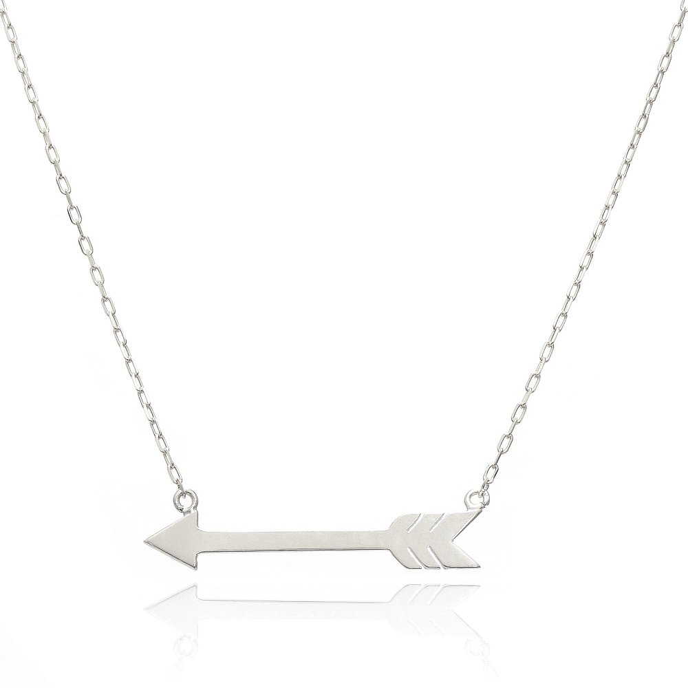 14K White Gold Fancy Arrow Necklace for Women - Elegant Dainty Jewelry Gift for Her - Perfect for Valentine's Day, Anniversary & Everyday Wear