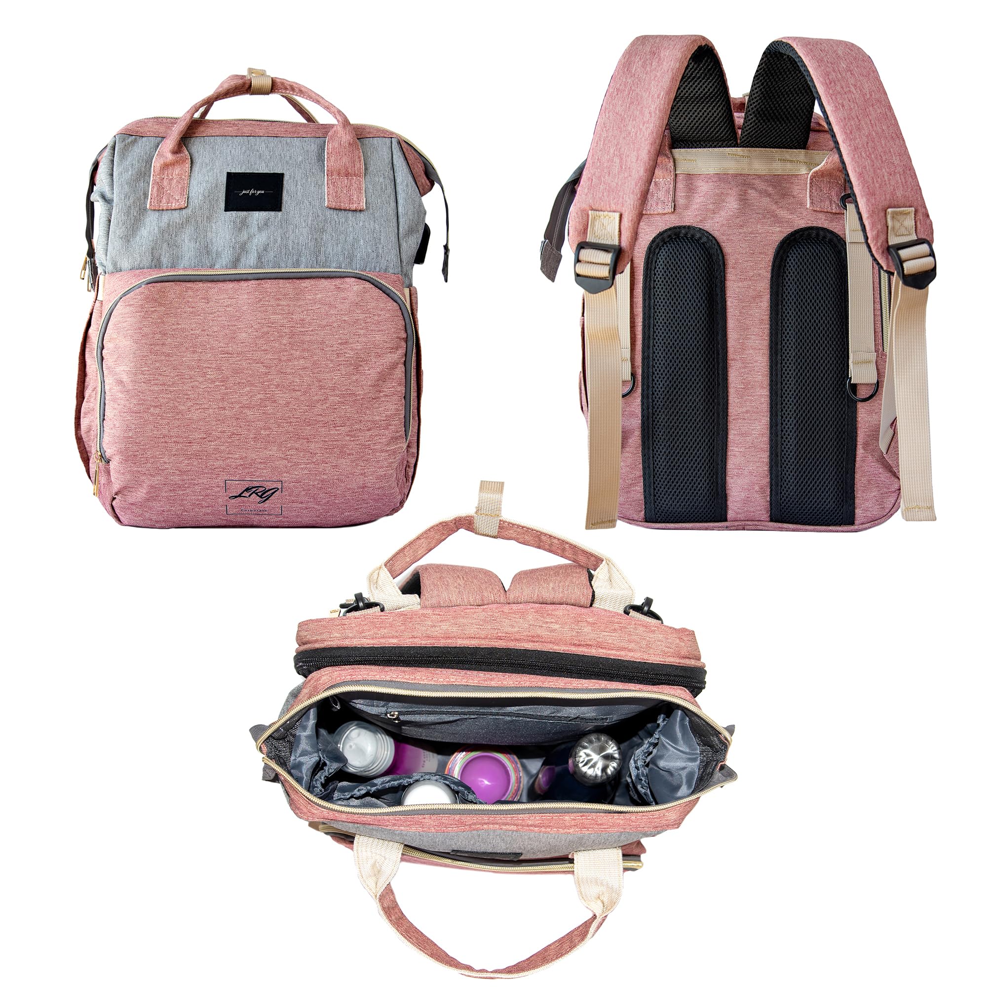 LRG Corporate Diaper Bag Backpack for Baby Care - Waterproof Travel Backpack with Removable Changing Pad & Mosquito Net - Stroller Compatible Baby Carrier Backpack - Perfect for Daycare, Travel & Outdoor Adventures (Includes Personalized Gift Box)