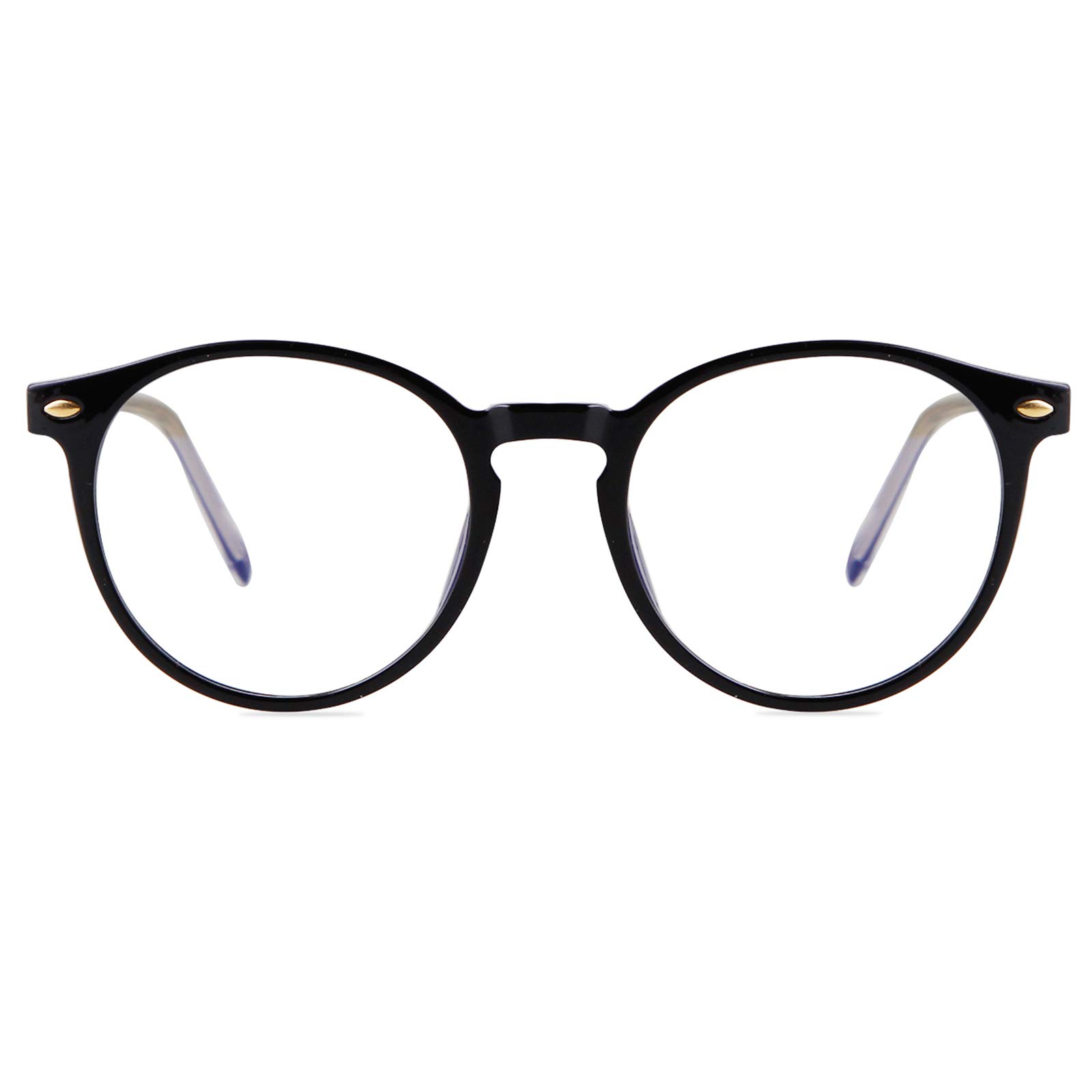 Vintage Blue Light Blocking Glasses - Retro Round Computer Glasses for Men & Women, Anti-Eye Strain Reading Glasses (Non-Prescription) - Perfect for Office Work, Gaming & Screen Time