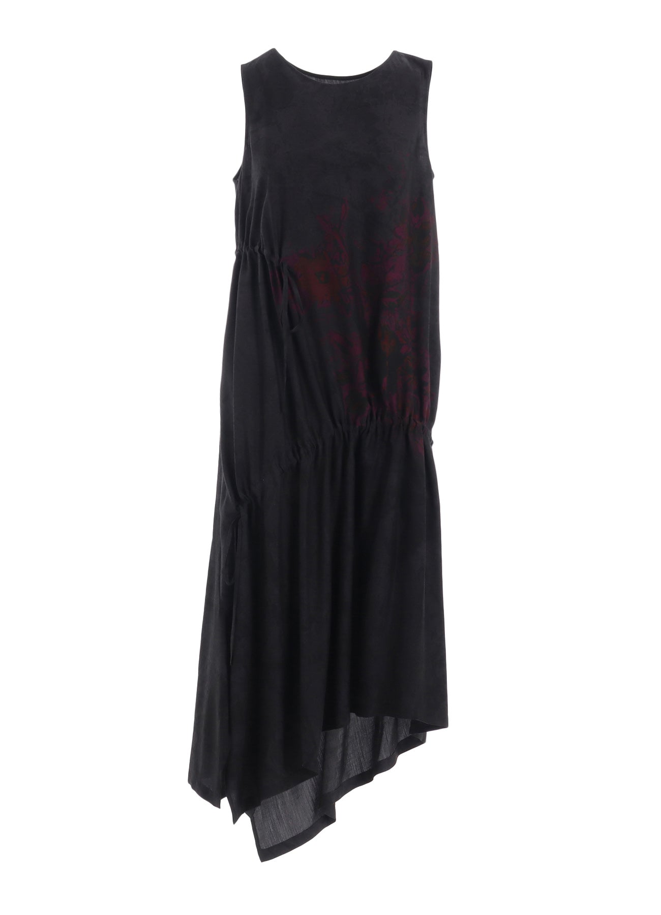 Cupro Dungaree Twill Floral & Asphalt Print Shirring Dress - Stylish & Comfortable for Casual Outings, Dates & Summer Events