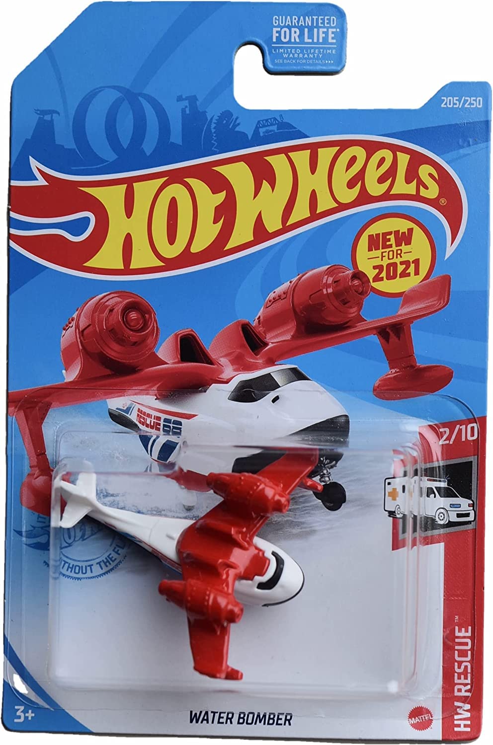 Hot Wheels Water Bomber Rescue 2/10 Diecast Car - White & Red Limited Edition 205/250 - Collectible Toy for Kids & Adults, Perfect for Play, Display & Gifting