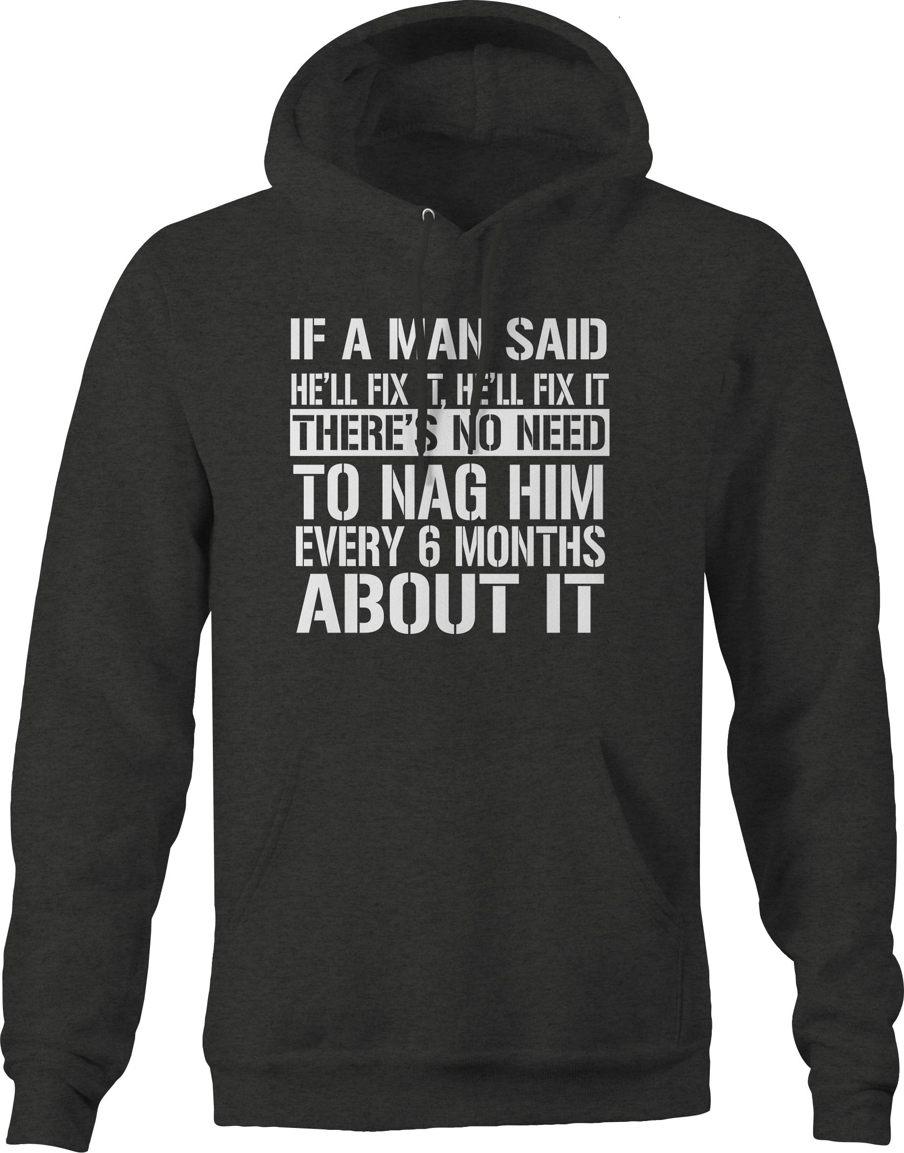 VIL Men's Fix It Procrastinate Hoodie - Gray Pullover Sweatshirt for Casual Wear, Gym & Lounge
