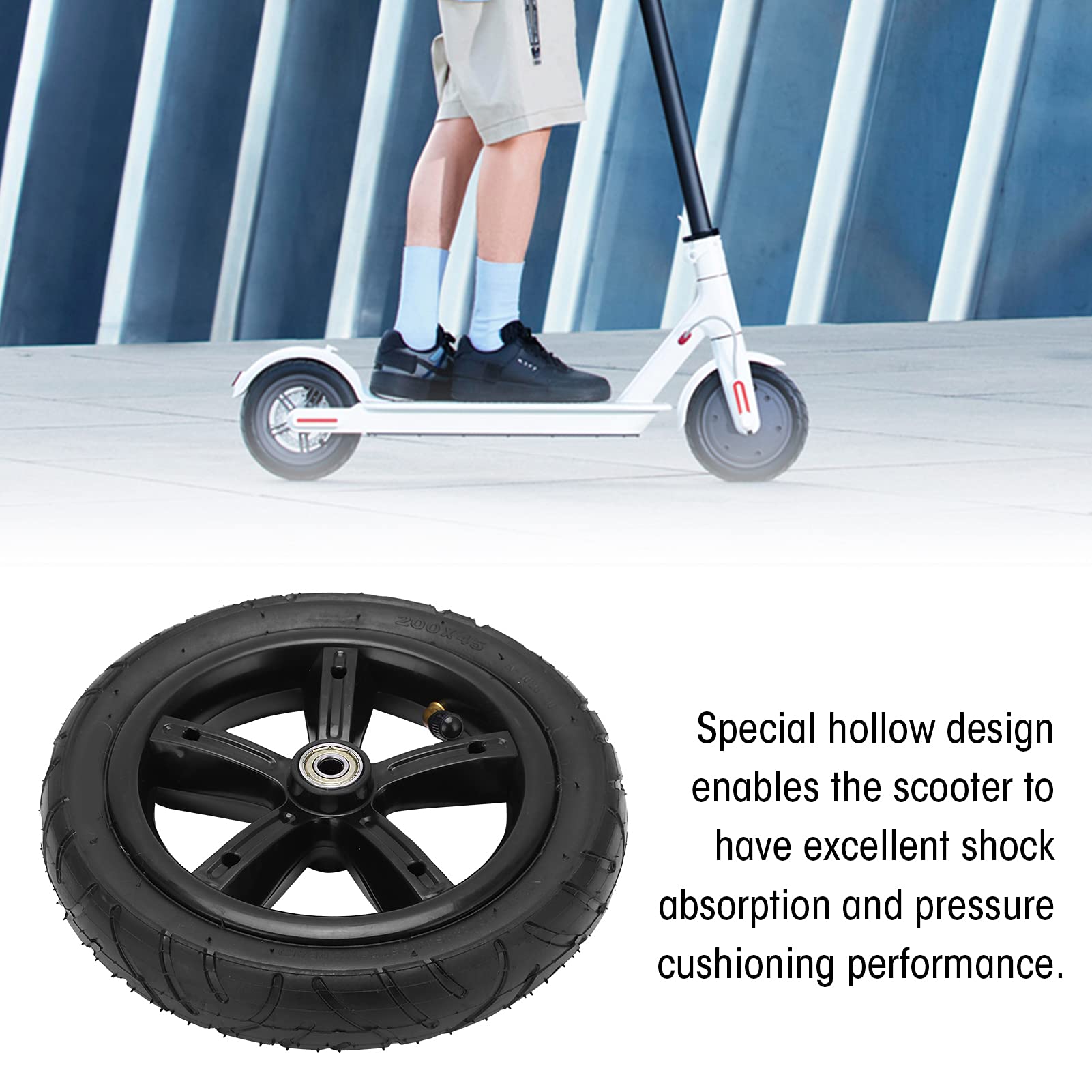 8 Inch Electric Scooter Tires and Tubes Set - 200x45 Universal Rubber Tires with Inner Tubes for Enhanced Shock Absorption, Anti-Slip & Wear Resistance - Perfect for Commuting, Urban Travel & Off-Road Adventures