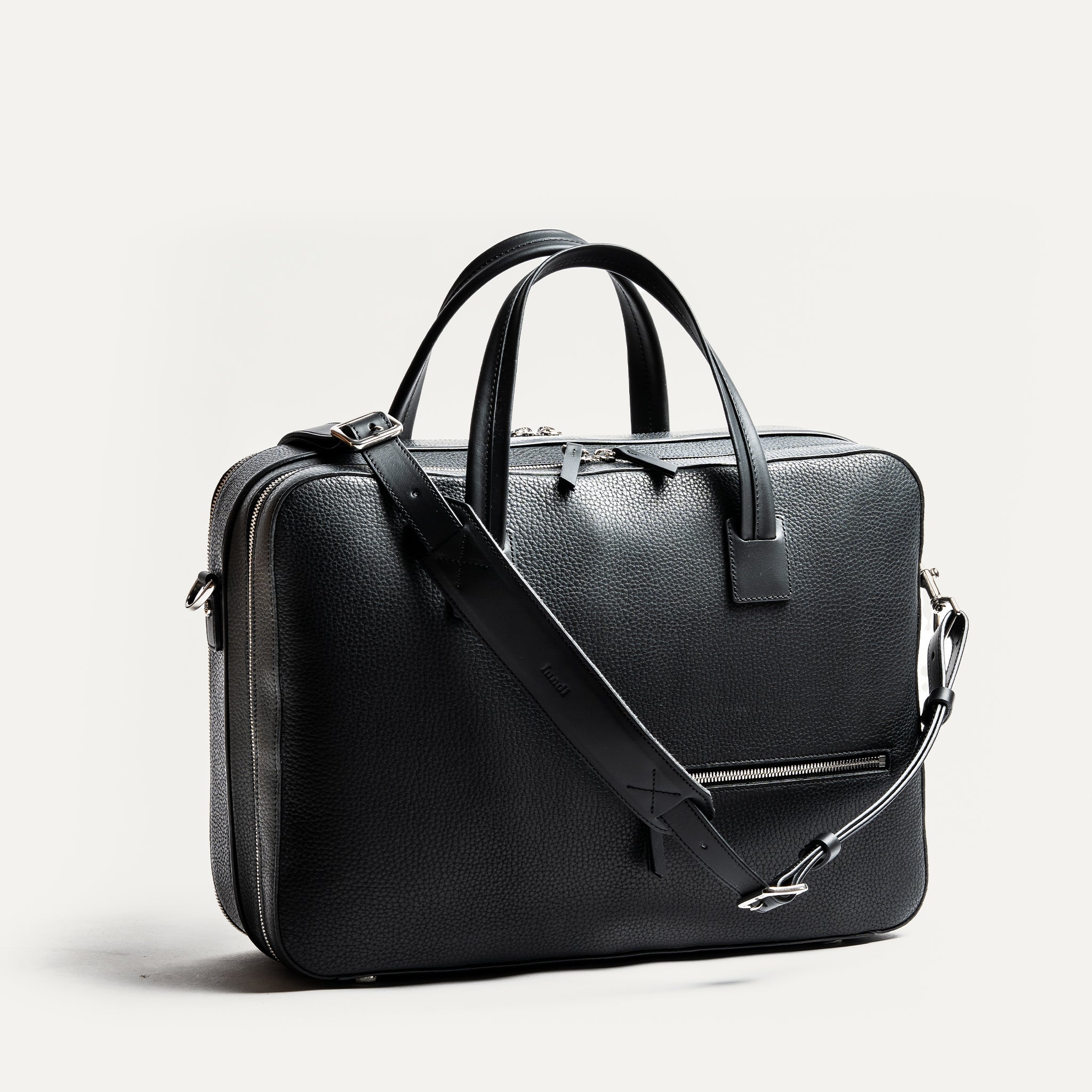 TILIO II Genuine Black Grain Leather Bag - Stylish & Durable for Work, Travel & Everyday Use