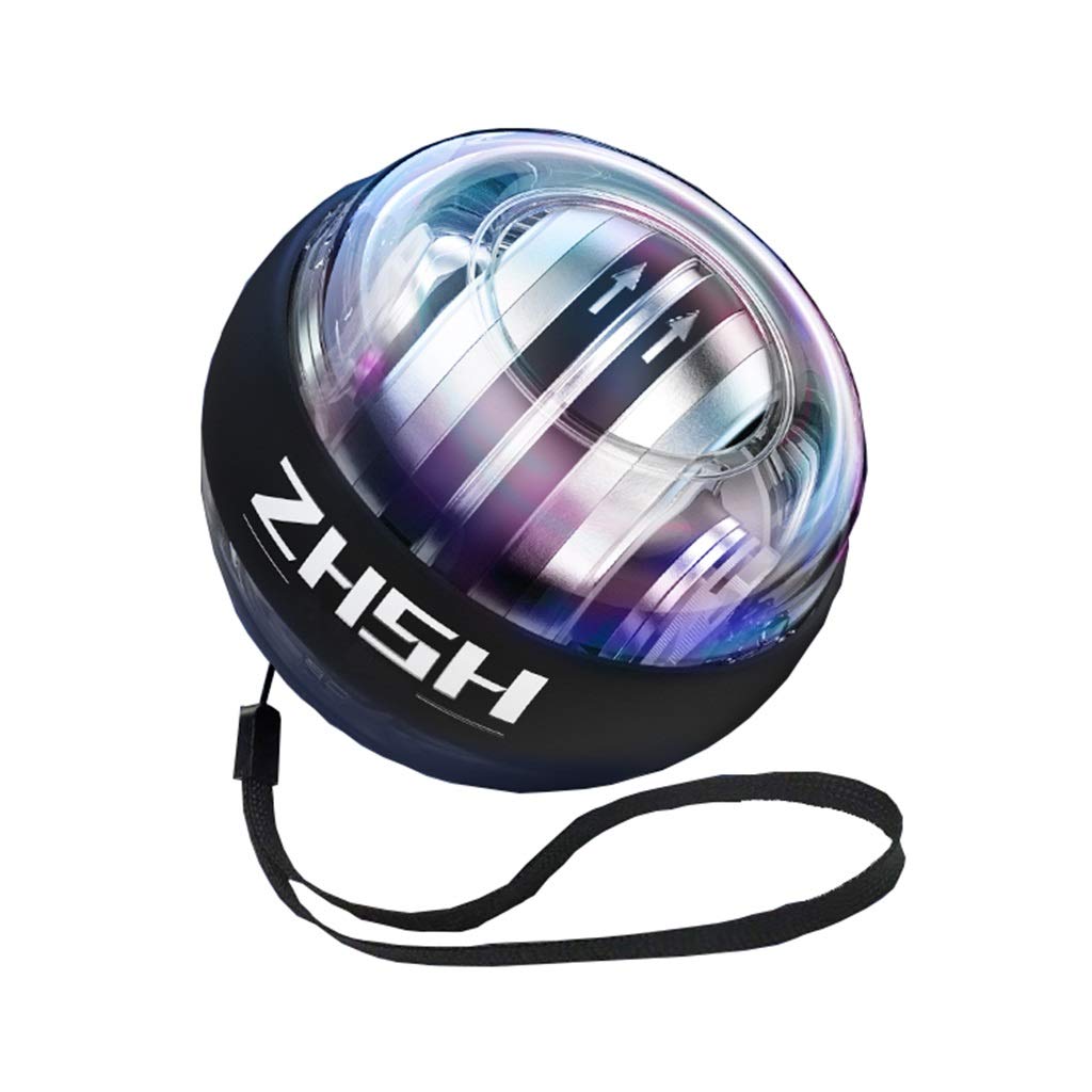 Gyroscopic Forearm Exerciser - Metal Silent Centrifugal Fitness Device with LED Light for Arm Strength Training - Black - Perfect for Home Gym, Office Stress Relief & Physical Therapy Rehabilitation