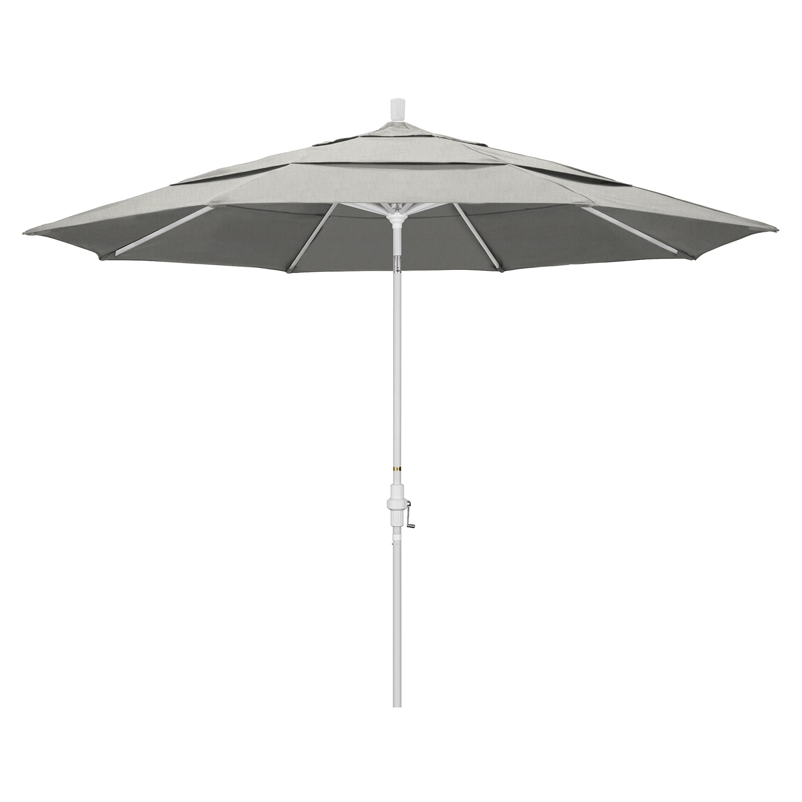 California 11' Round Aluminum Market Umbrella with Crank Lift & Tilt - Bronze Pole for Patio, Garden, Poolside, and Outdoor Dining